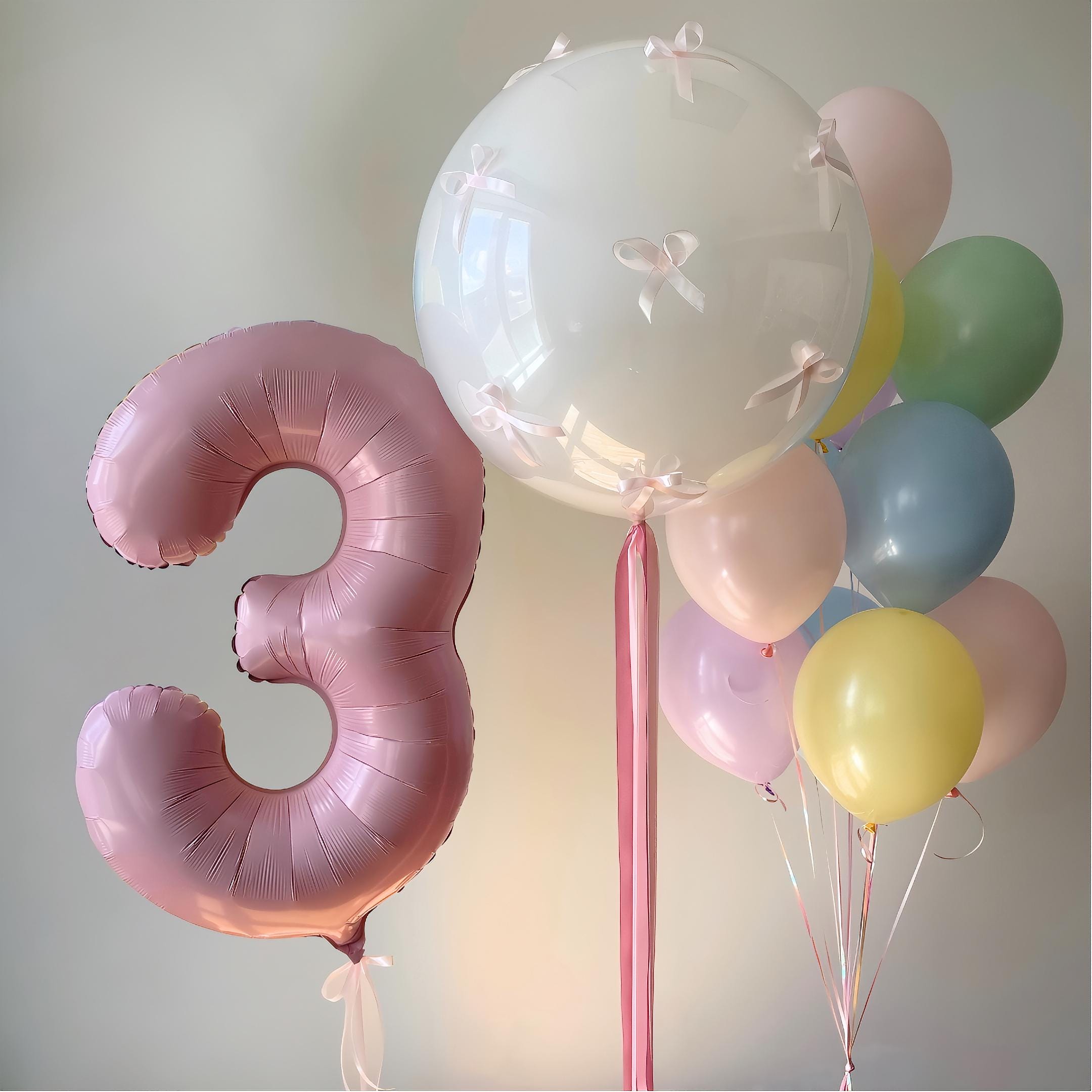 Pastel Rainbow Balloon Bouquet with Bows: DIY Party Decor