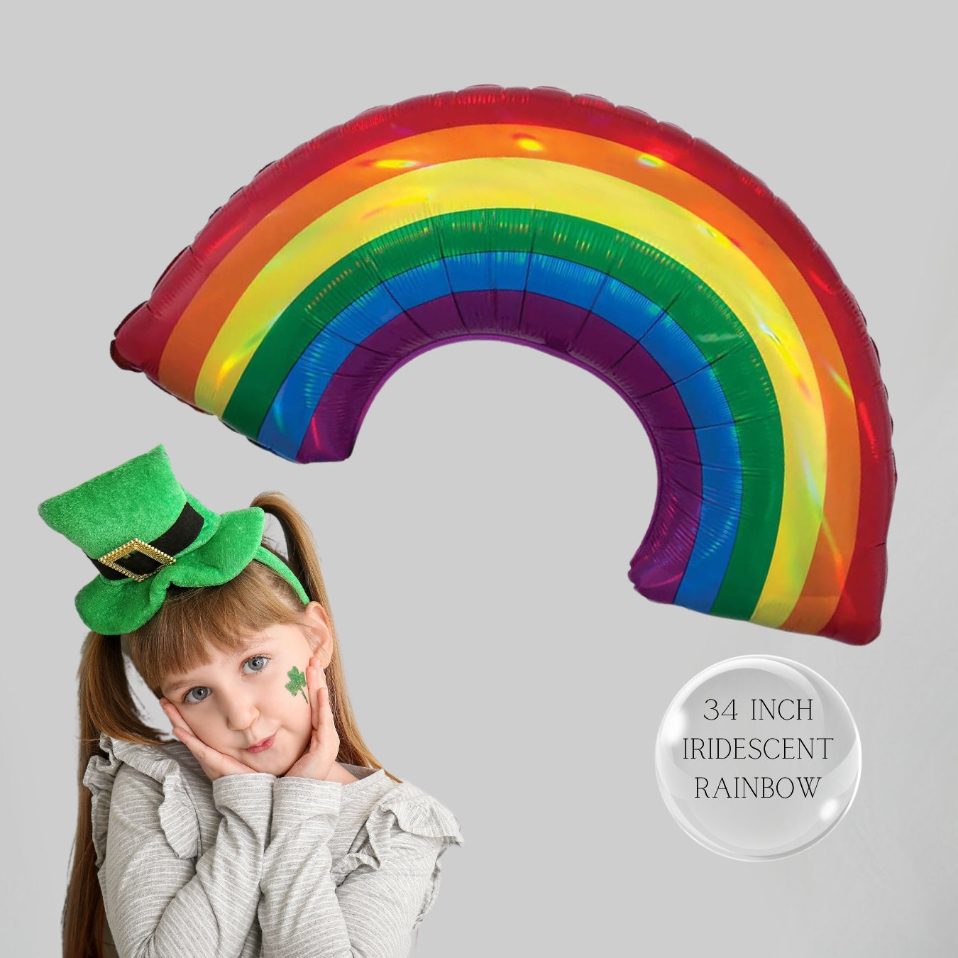 St. Patrick's Day Foil Balloons: Shamrock, Rainbow, Horseshoe, Leprechaun