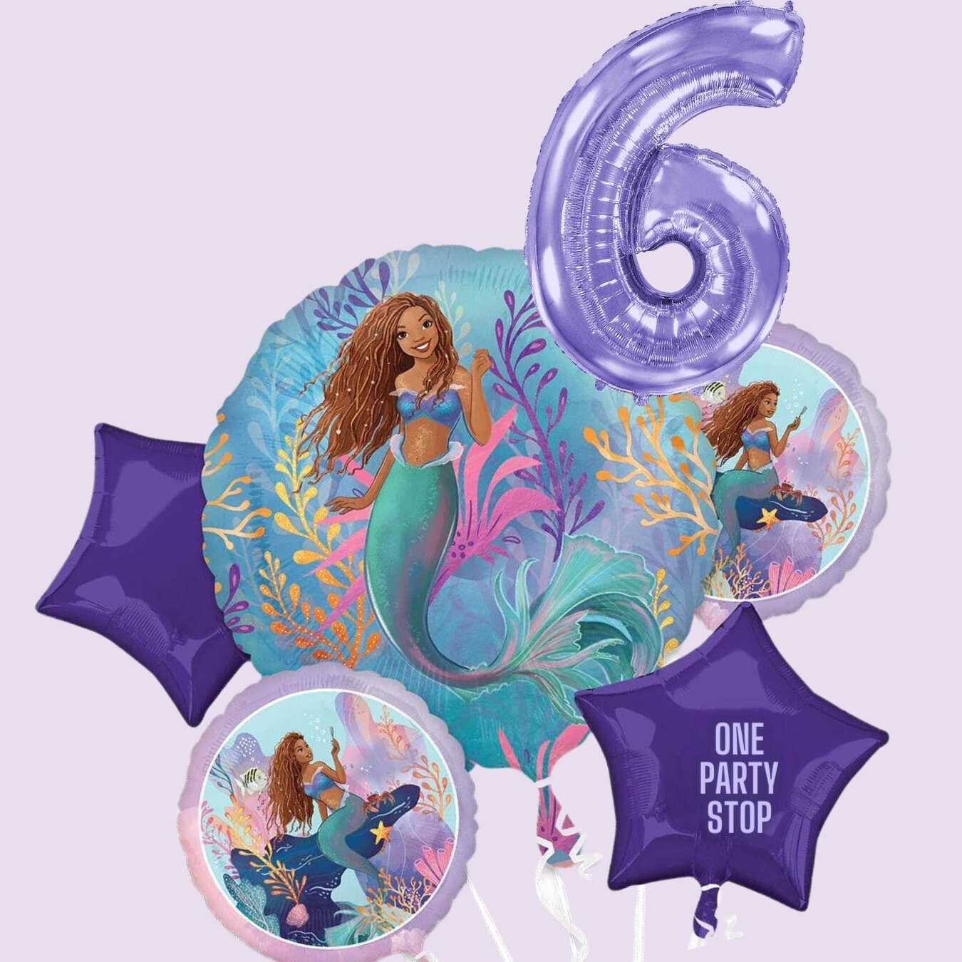 Little Mermaid Balloon Bouquet: Licensed Ariel Party Decorations, 5pc