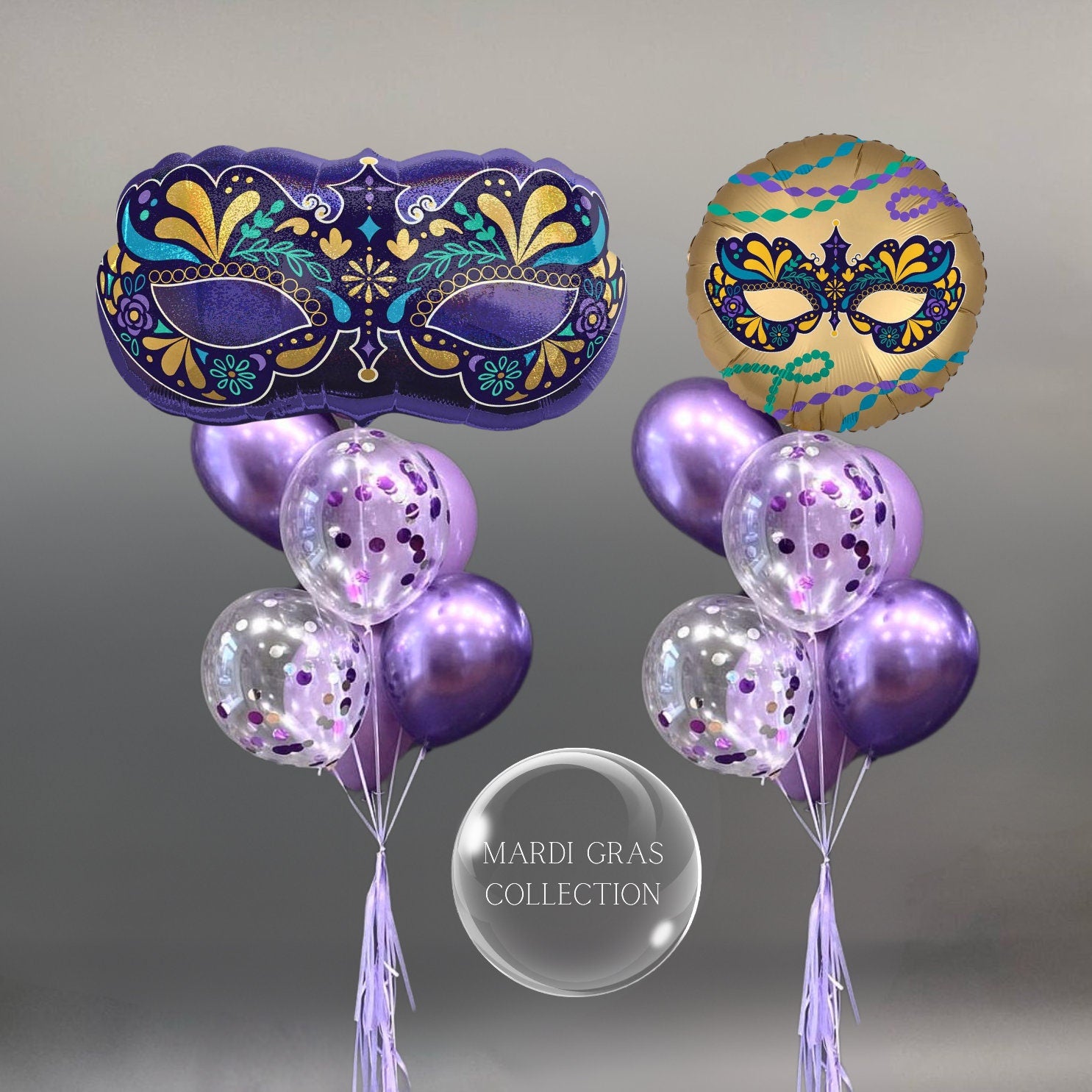 Mardi Gras Mask Balloon Bouquet: Night in Disguise Party Decor