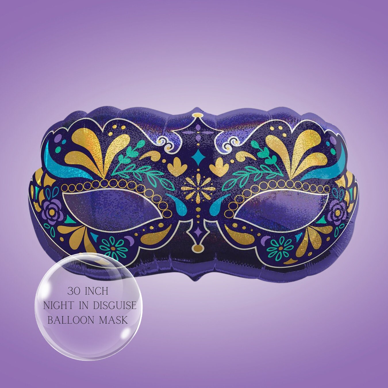 Mardi Gras Mask Balloon Bouquet: Purple & Gold Party Decorations