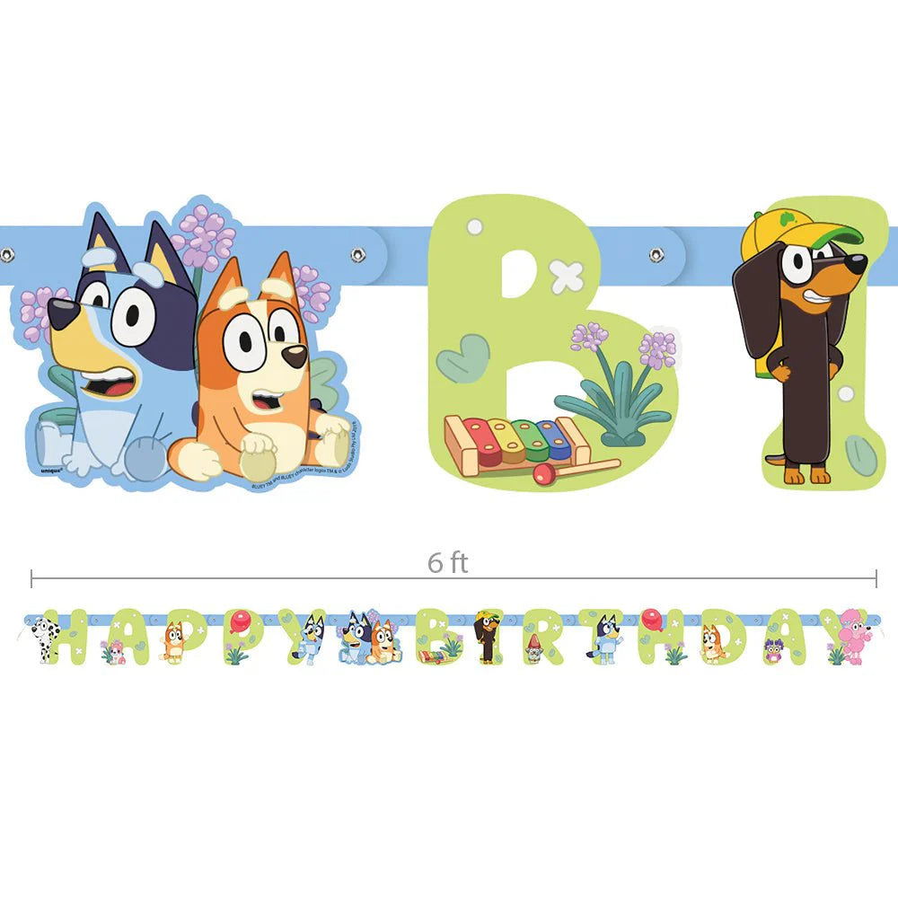 6 foot BLUEY JOINTED HAPPY BIRTHDAY BANNER