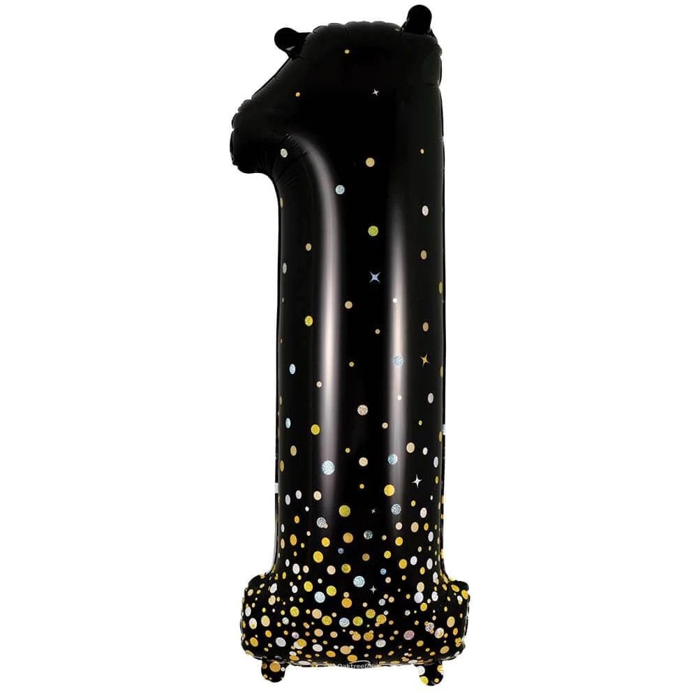 Jumbo Black Fizz Number Balloons: 34" Foil Party Decor