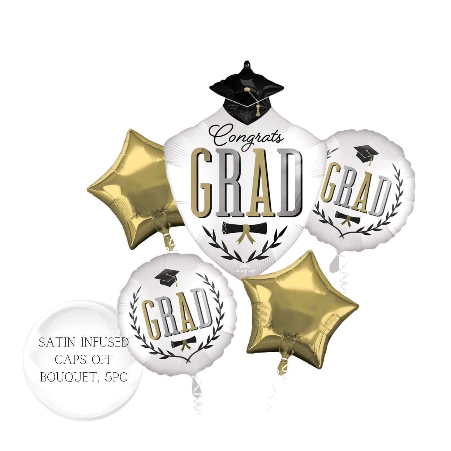 Graduation Mylar Balloon Bouquet: Congrats Grad Party Decor