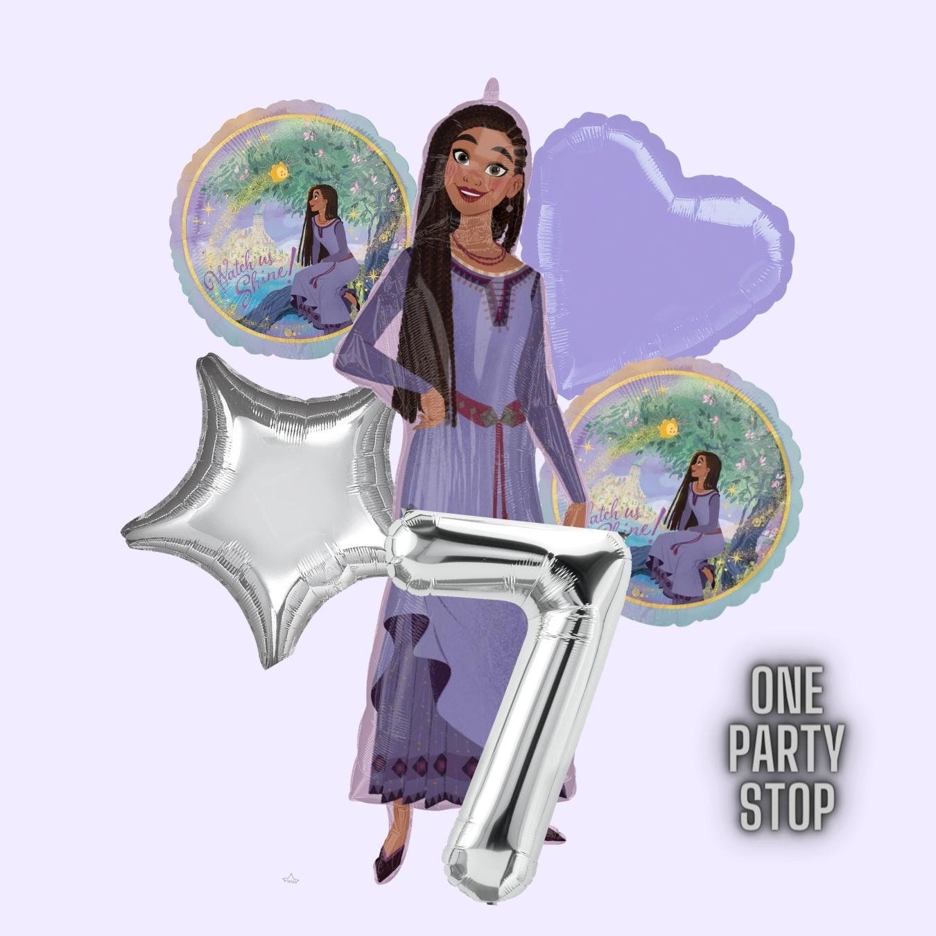 Wish Movie Asha Balloon Bouquet: Silver Star, Lilac Heart