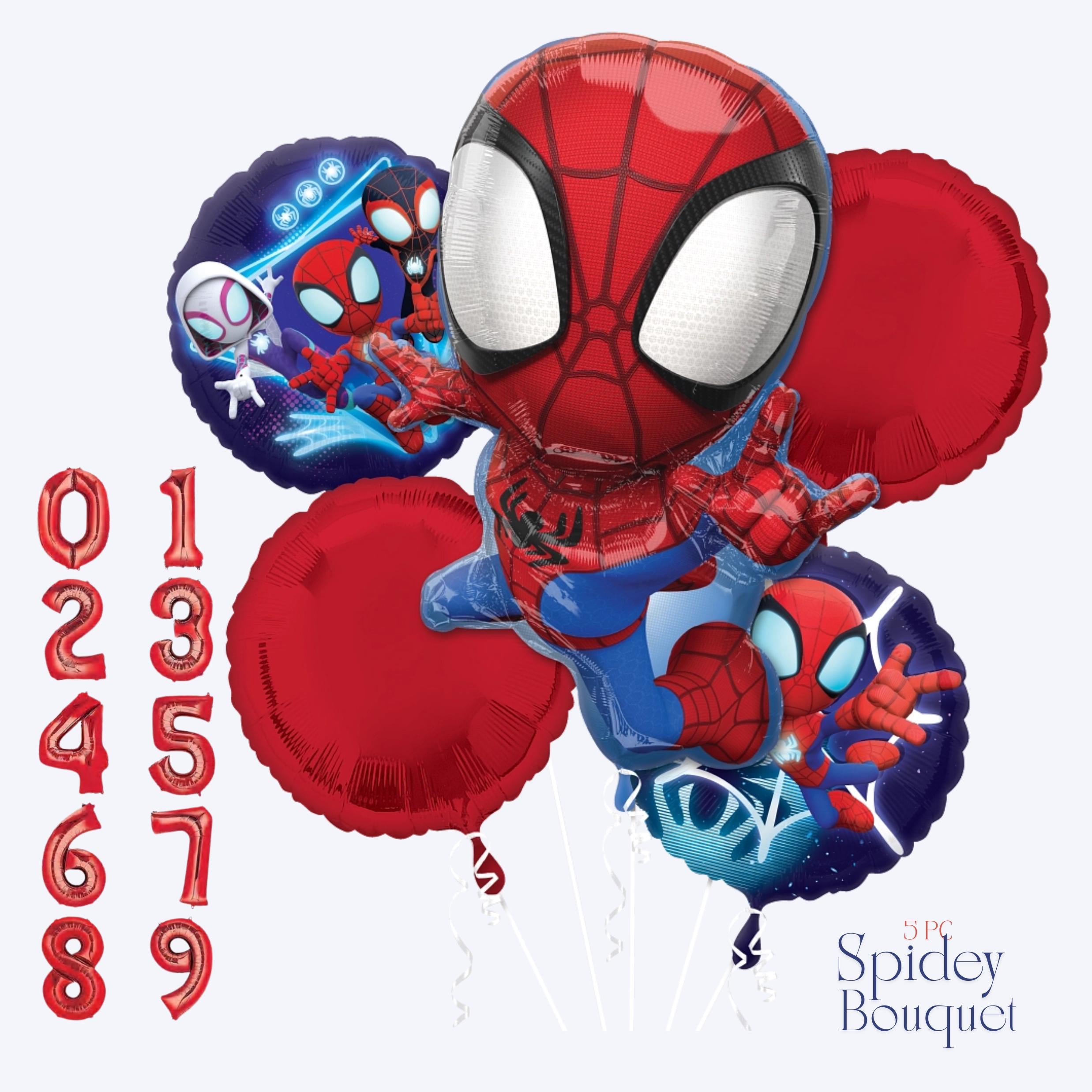 Spidey and Friends Balloon Bouquet | Spidey Balloons & Birthday Decorations | Superhero Party Balloons | Kids Superhero Party Supplies