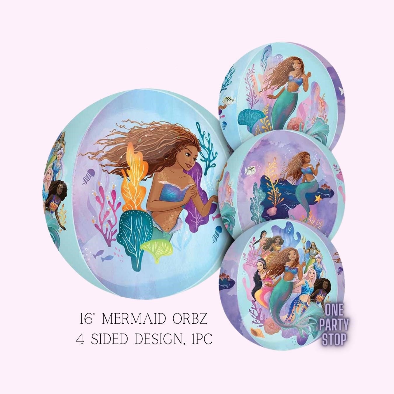 Little Mermaid Orbz Balloon: 3D Sphere, Under the Sea Party Decor