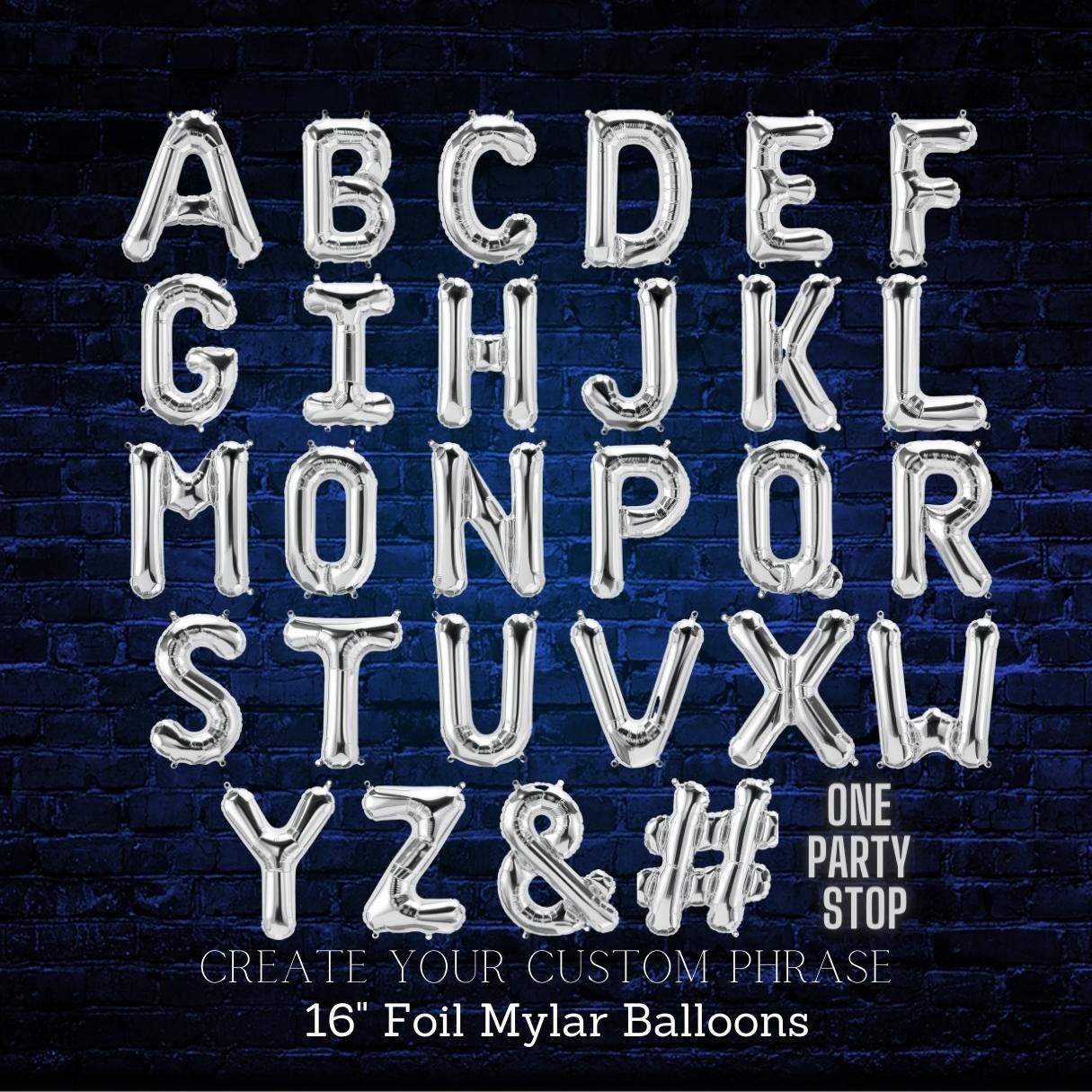 Custom Letter Balloon Banner: 16'' Mylar, Gold, Silver, & Rose Gold