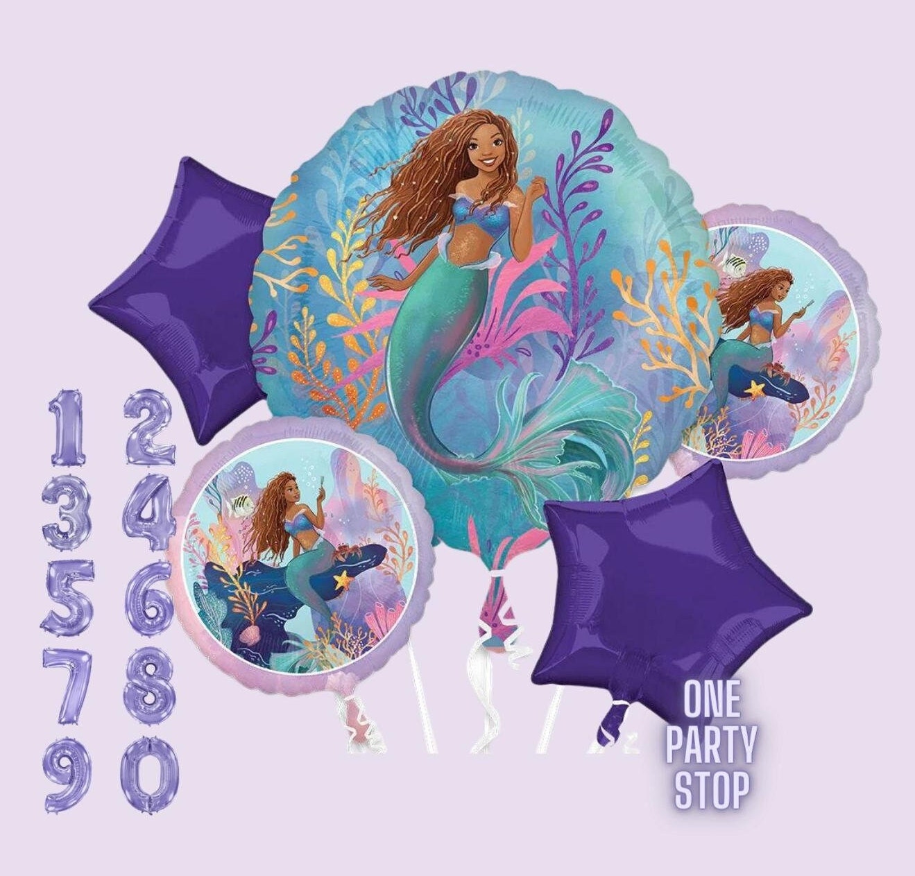 Little Mermaid Balloon Bouquet: Licensed Ariel Party Decorations, 5pc