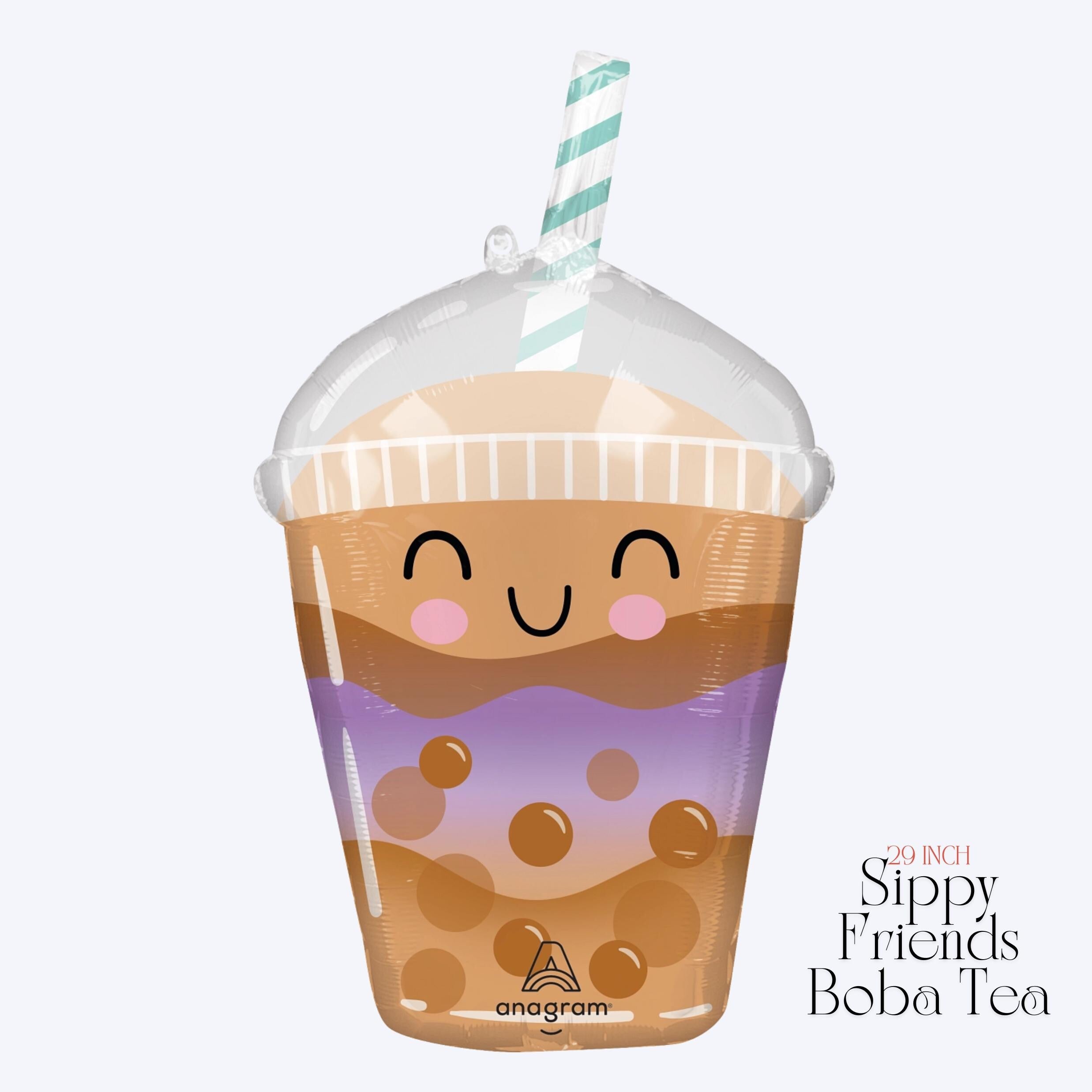 Coffee and Boba Tea Foil Balloons | Cute Bubble Tea Party Decorations | Kawaii Drink Balloons for Birthday, Baby Shower and Café Theme