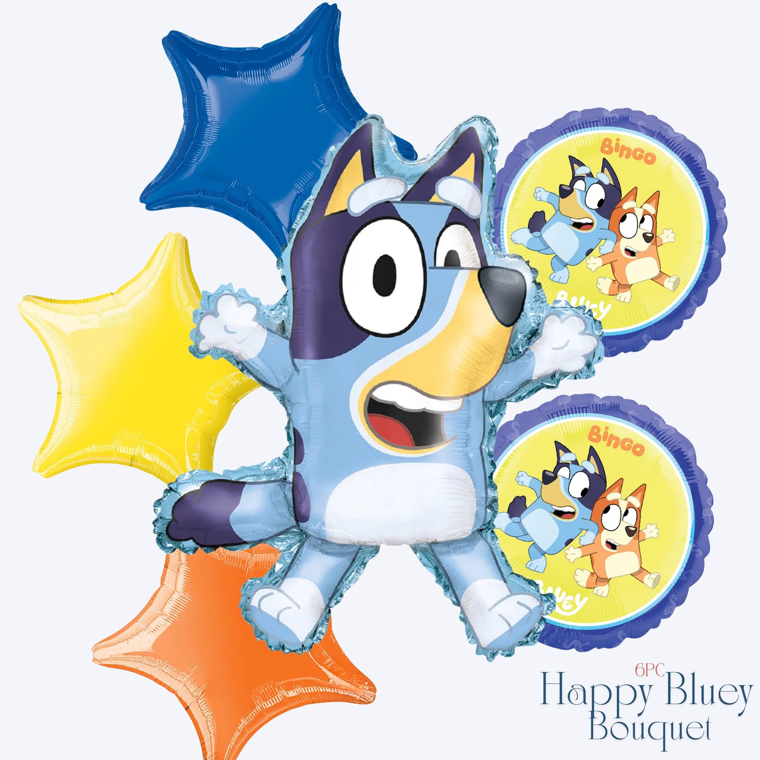 Bluey Balloon Bouquet - Officially Licensed by Anagram | Bluey birthday | Bluey Decorations | Blue Dog | Bluey Party | Bingo & Bluey