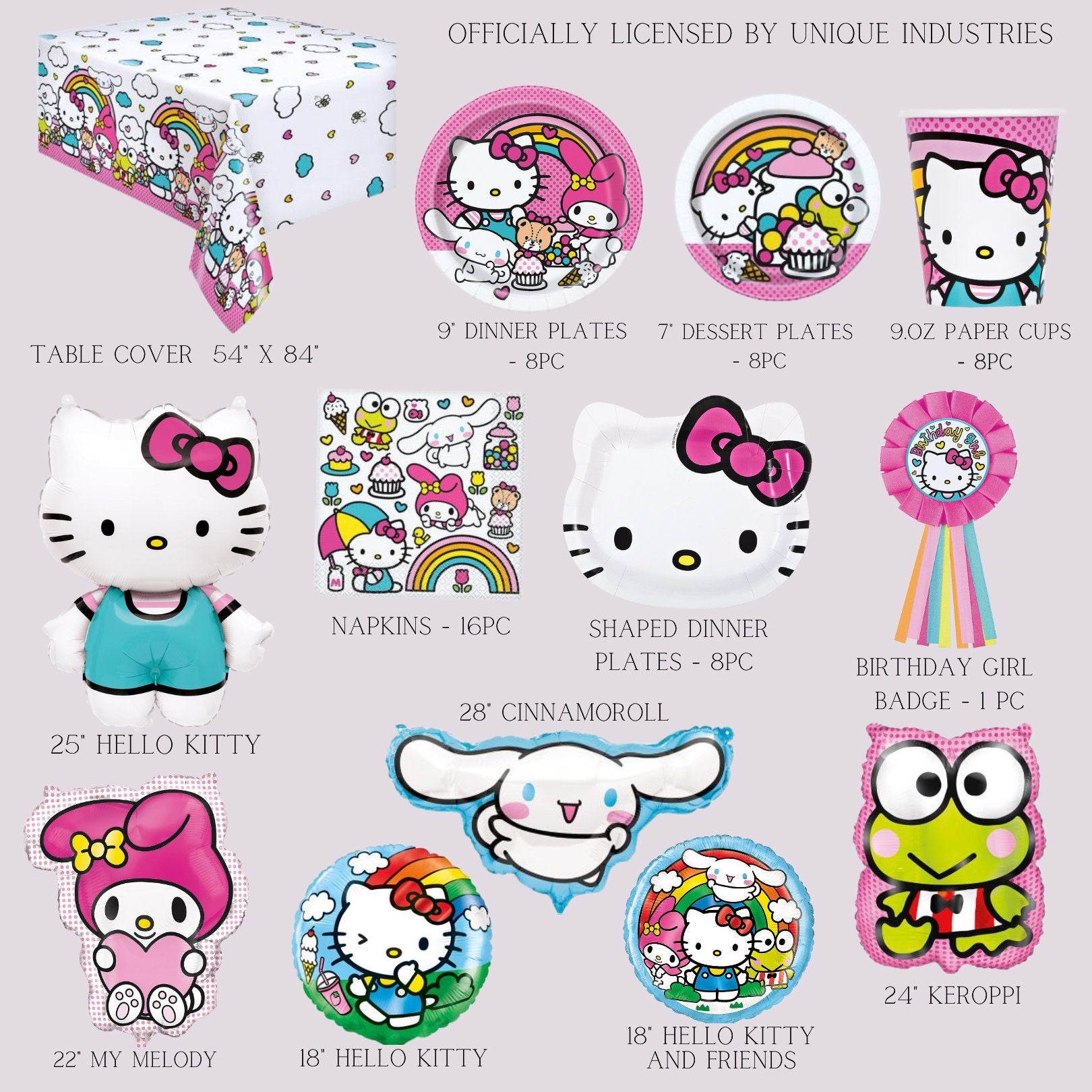 Hello Kitty Balloons - Licensed By Unique Industries | Hello Kitty Party | Hello Kitty Birthday | Girl Birthday | Girl Birthday Decor