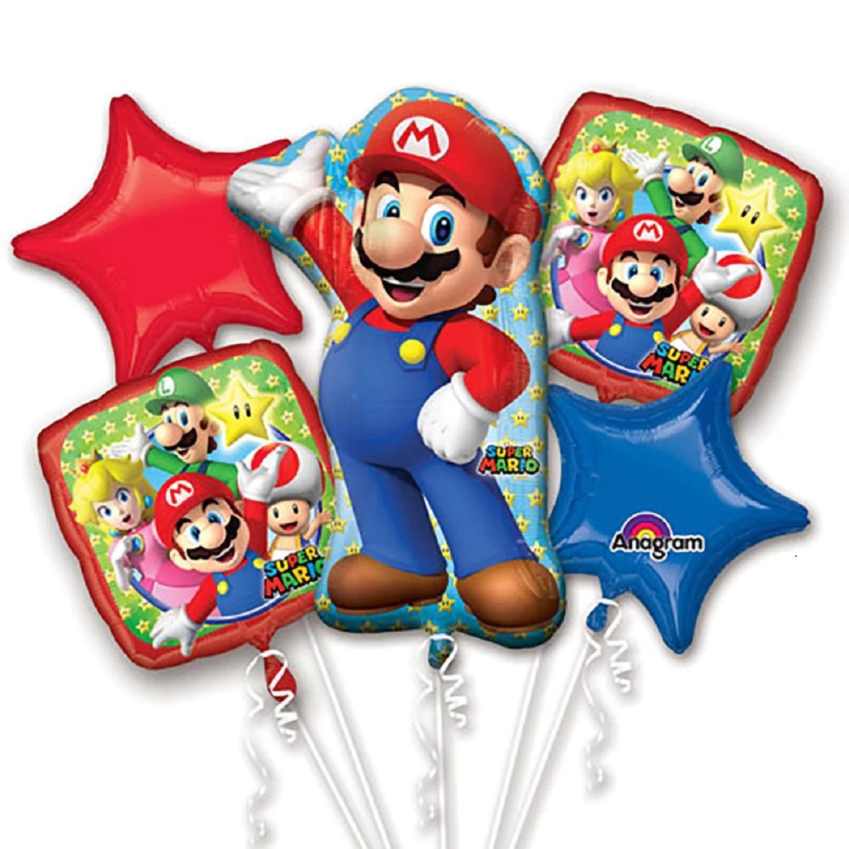 Super Mario Birthday Balloon Bouquet - Anagram Licensed