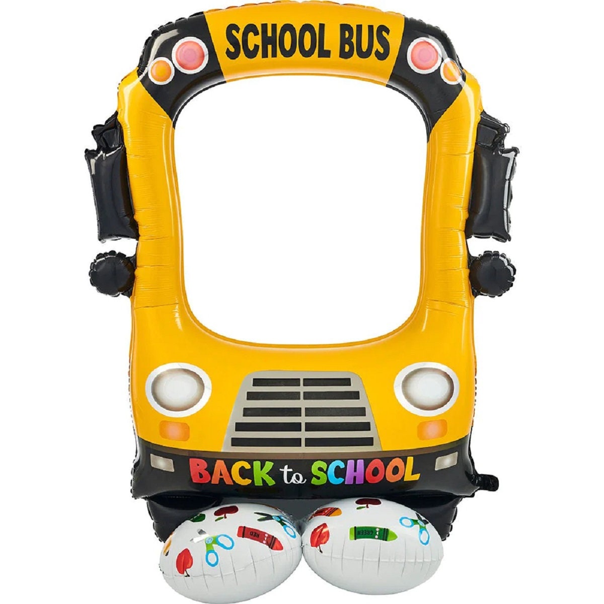 Back to School Foil Balloons: School Bus, Apple, Pencil, Crayon