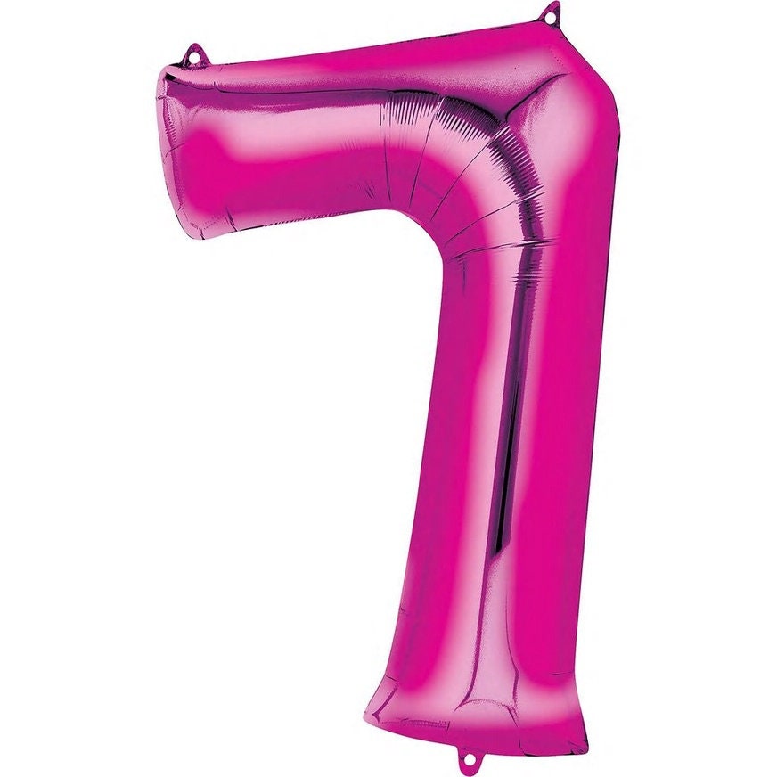 34" Bright Pink Number Balloon: Foil Mylar Party Decoration