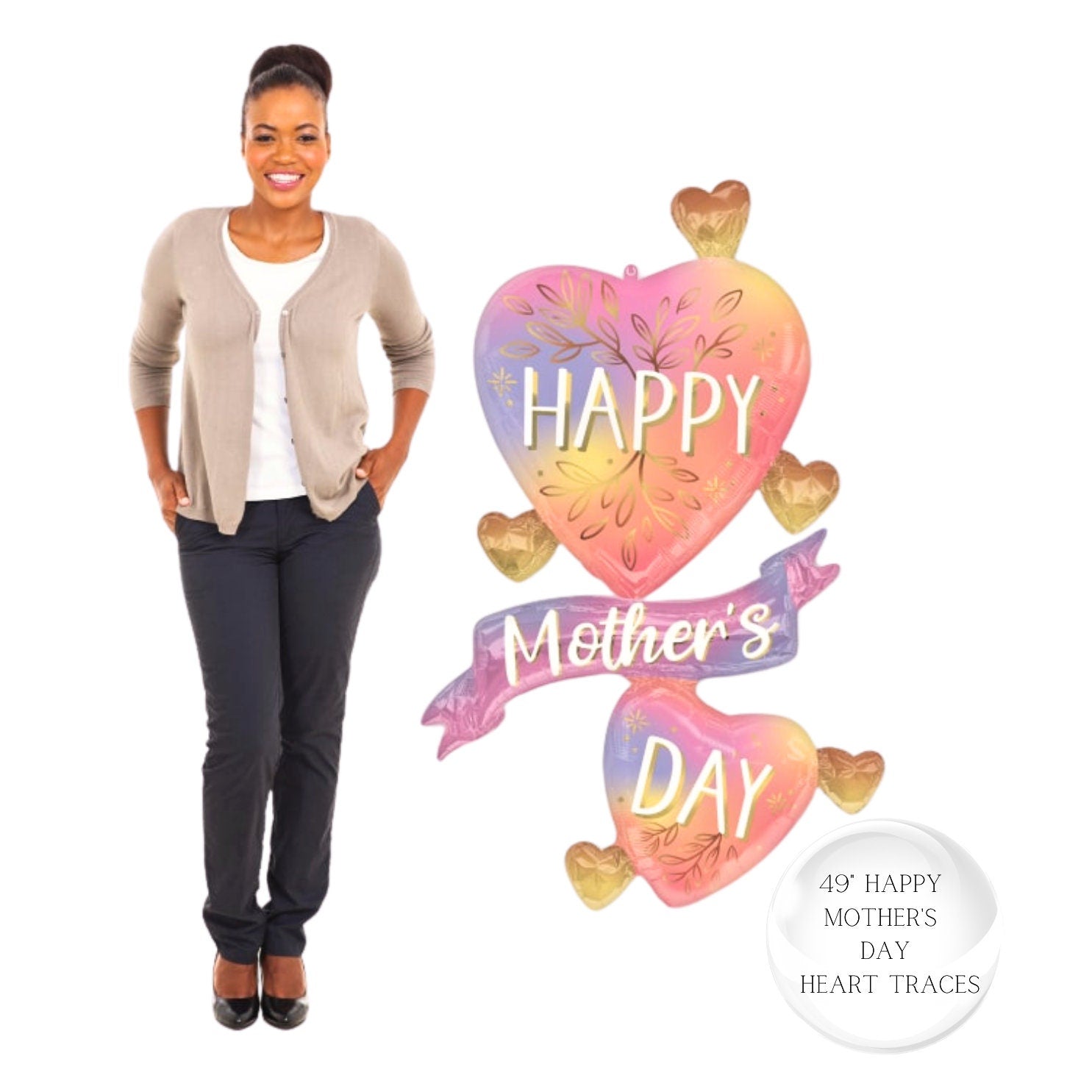 Happy Mother's Day Foil Balloons: Floral Heart Decorations