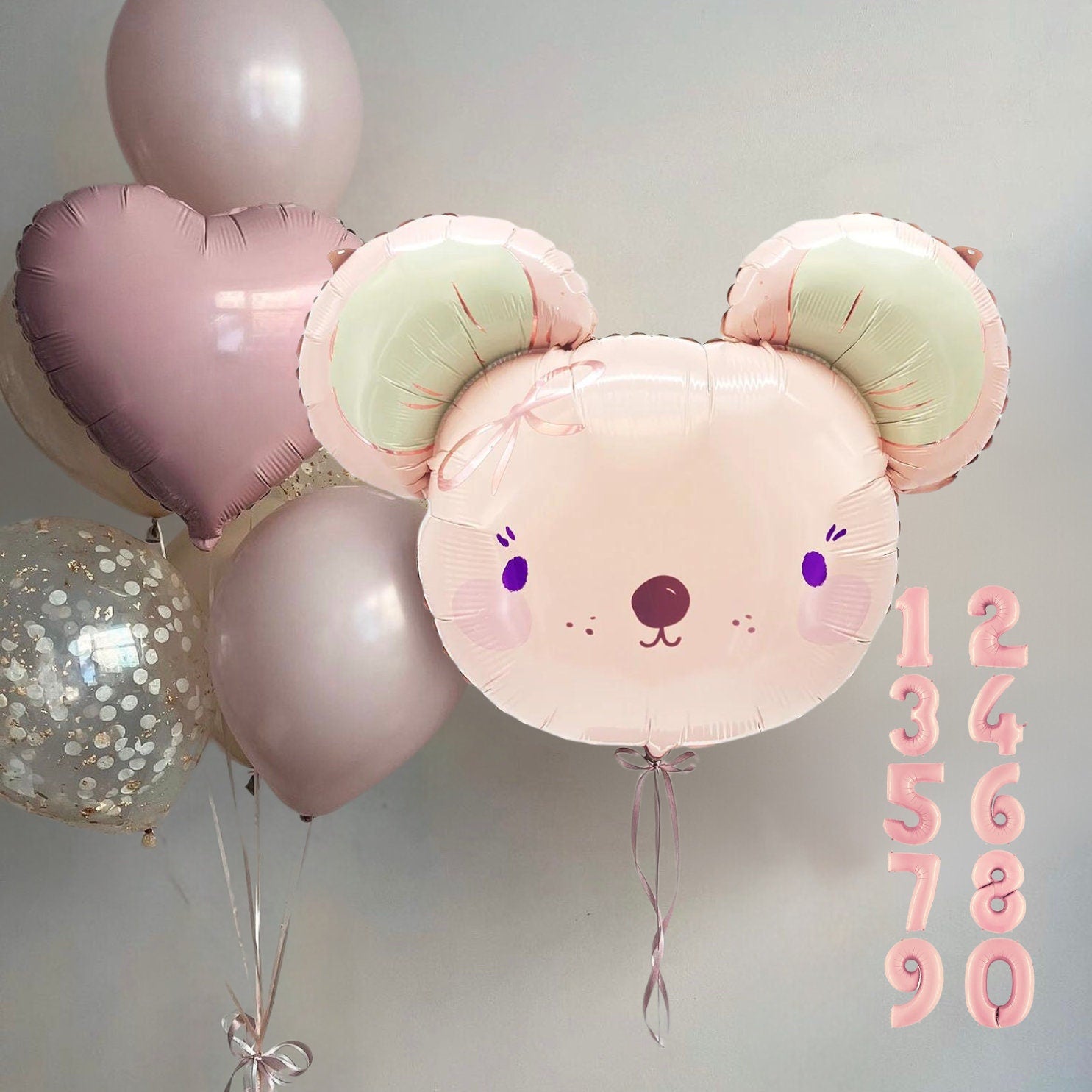 Pink Mouse Balloon Bouquet: First Birthday, Baby Shower Decor