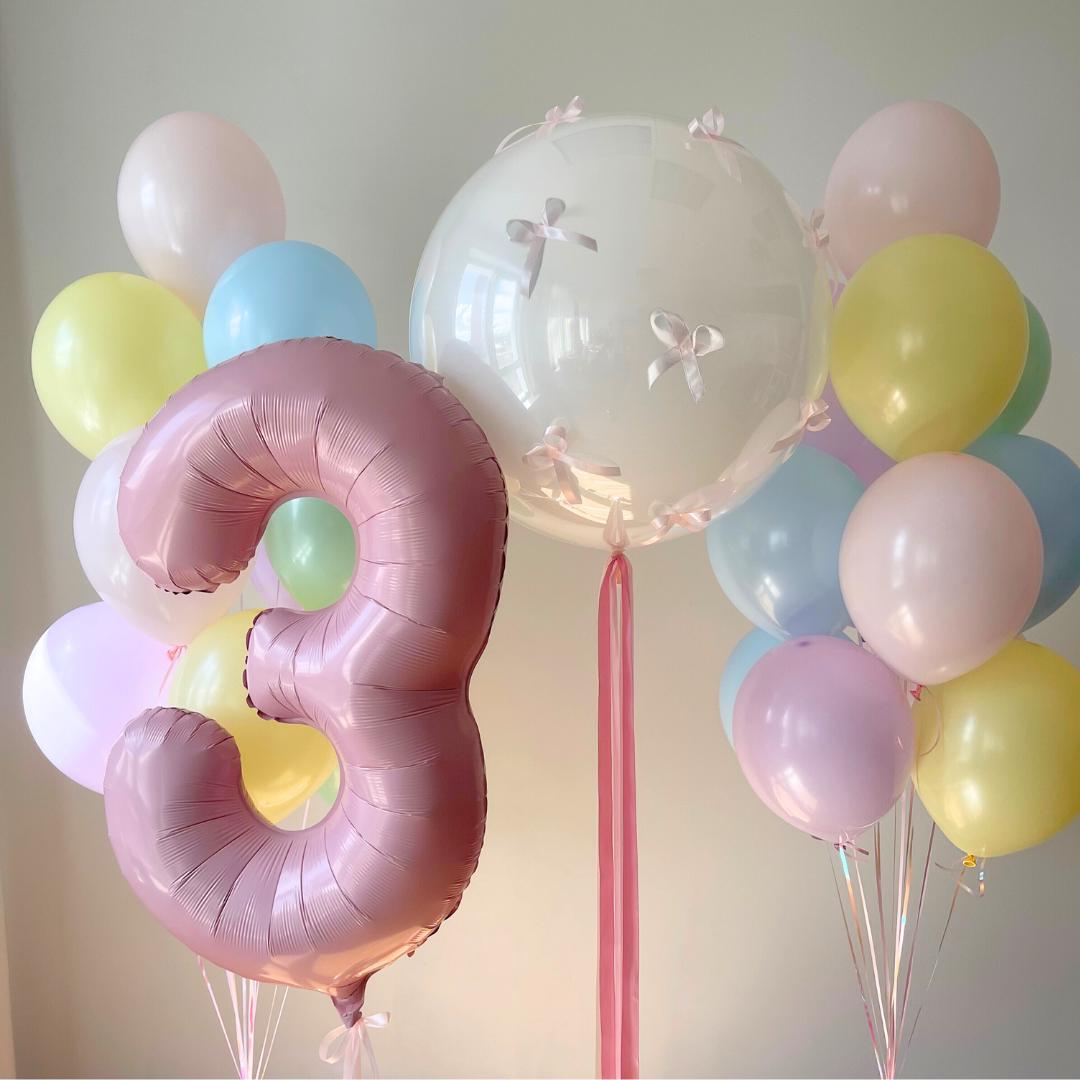 Pastel Rainbow Balloon Bouquet with Bows: DIY Party Decor