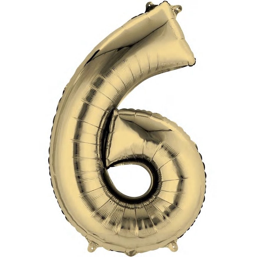 34" White Gold Number Balloon: Foil Mylar Party Decor