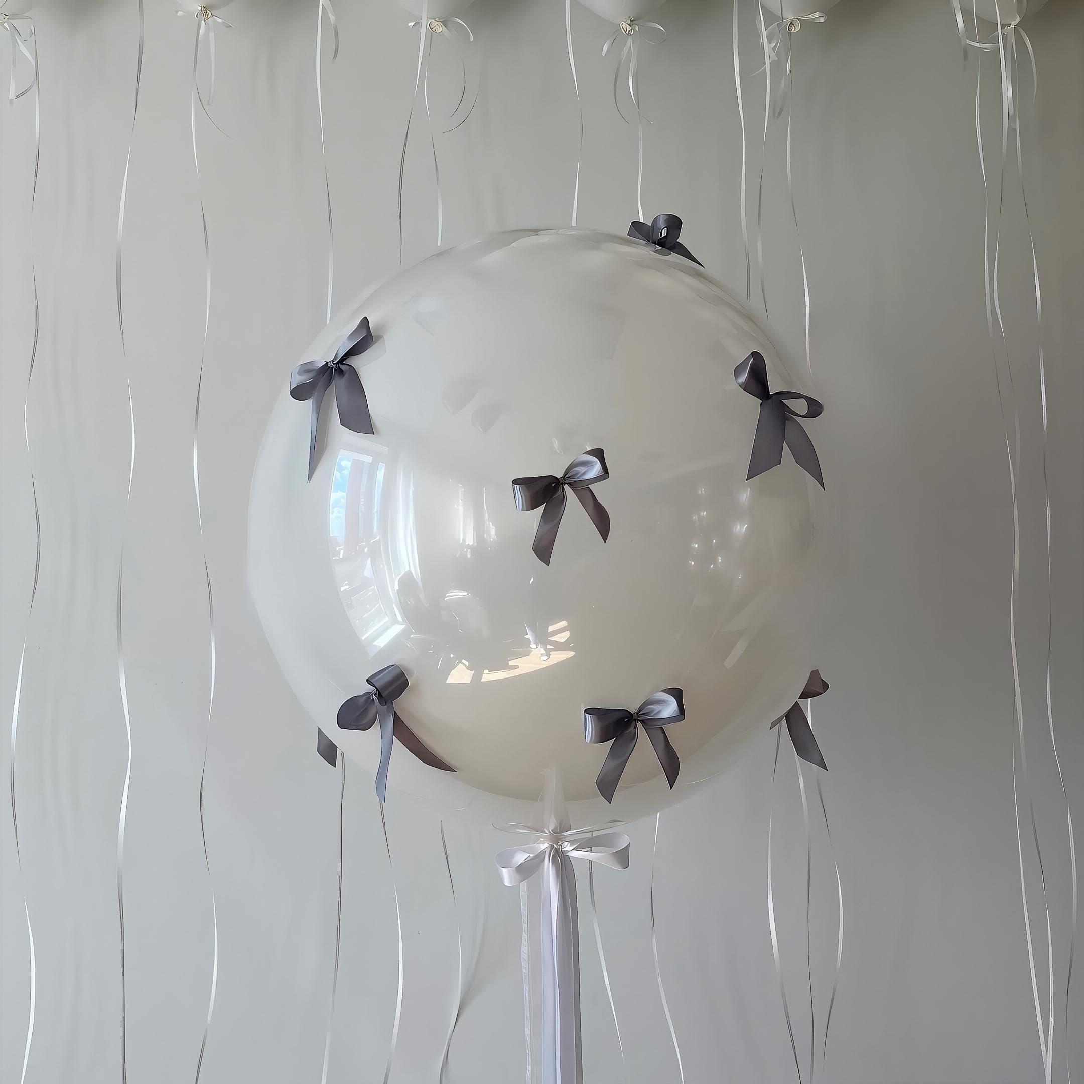 Silver Bow Balloons: DIY Coquette Party Decor