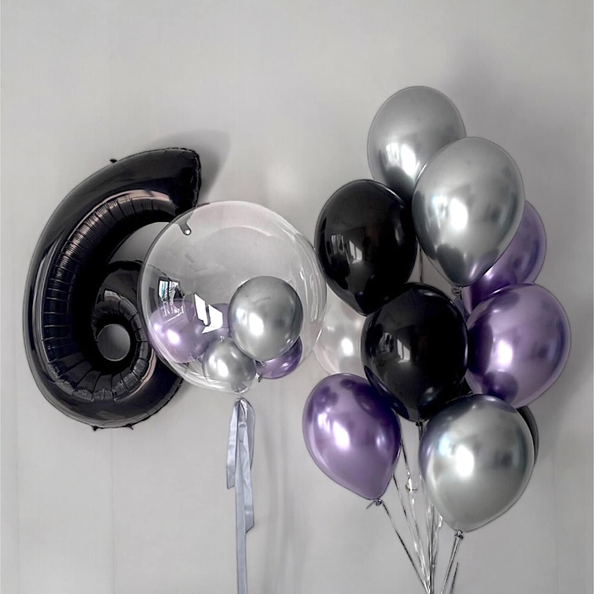 Purple & Black Balloon Bouquet: Spooky Halloween Birthday Decor