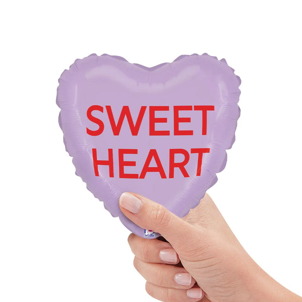9 inch CONVERSATION HEART PURPLE & YELLOW (AIR-FILL ONLY)