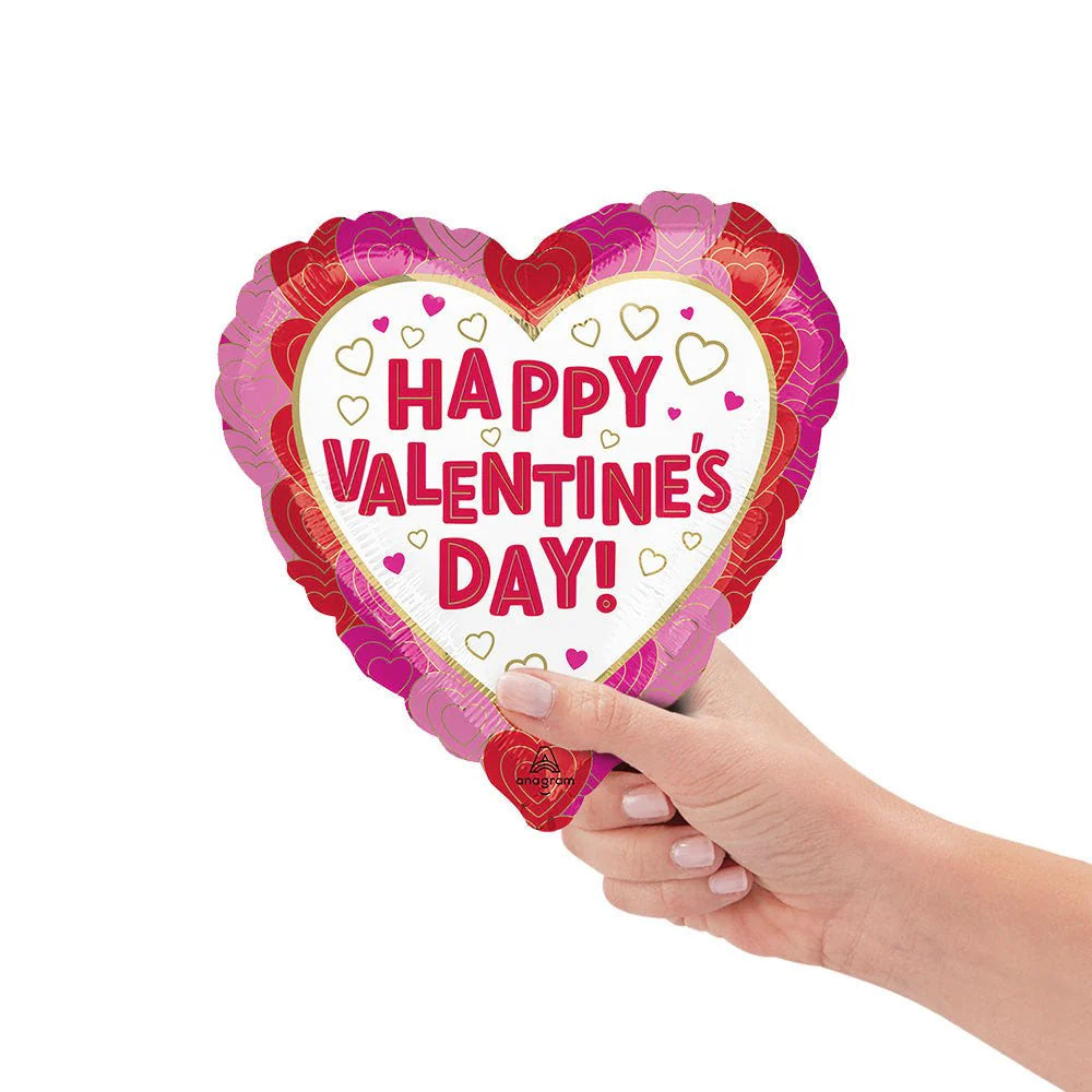 9 inch HAPPY VALENTINE'S DAY WRAPPED IN HEARTS (AIR FILL ONLY)