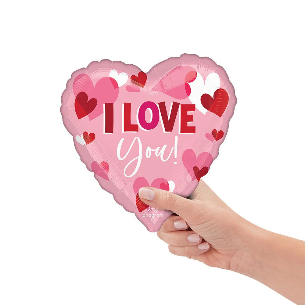 9 inch I LOVE YOU PLAYFUL HEARTS (AIR FILL ONLY)