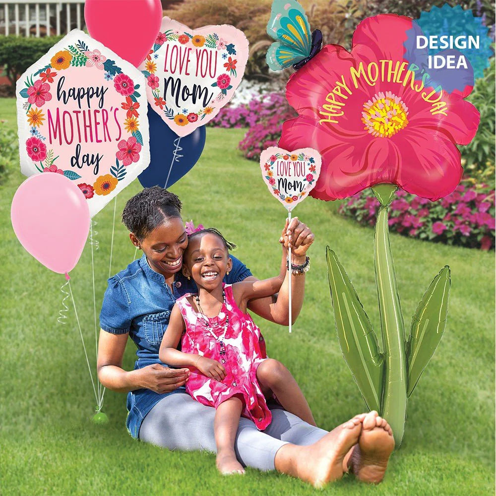 9 inch SATIN LOVE YOU MOM BLOSSOMS MINI SHAPE (AIR-FILL ONLY)