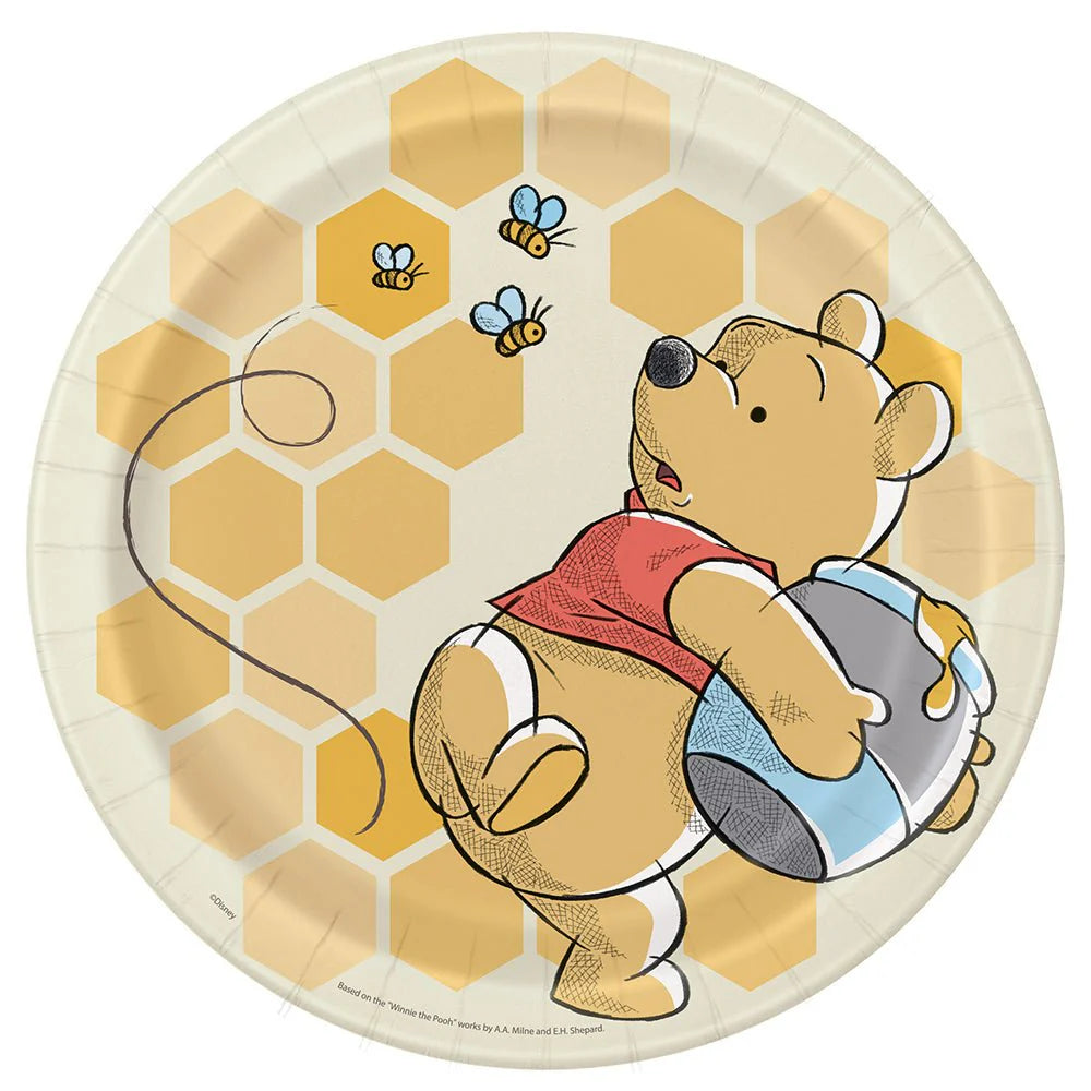 9 inch WINNIE THE POOH ROUND DINNER PLATES (8 PK)