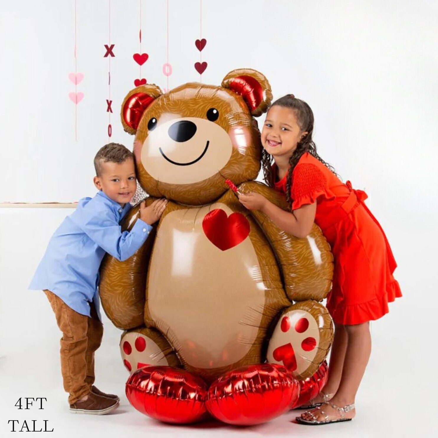 Valentine's Day Balloon Decor: Red Heart, Teddy Bear, Foil Mylar