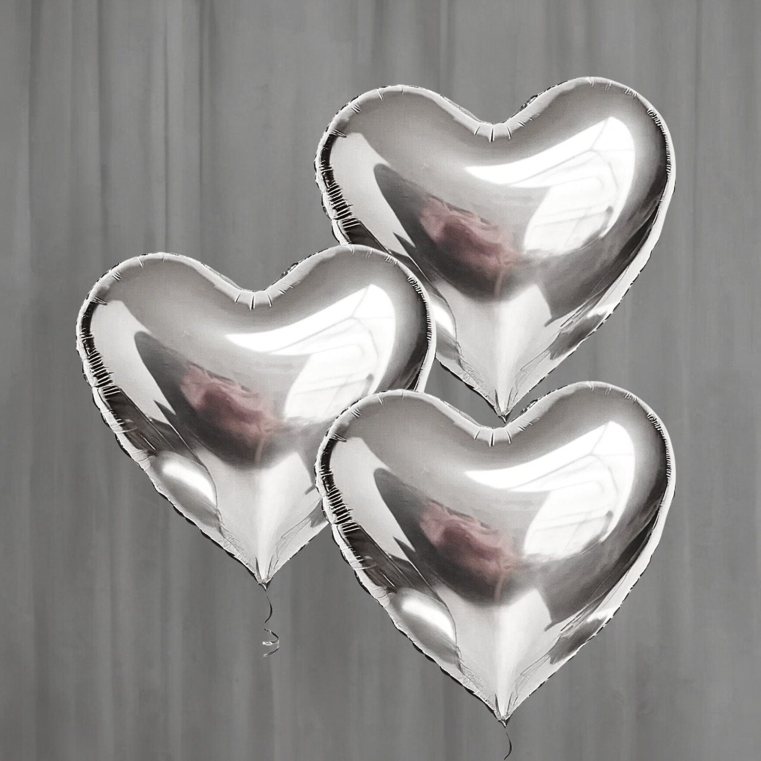 Silver Heart Balloons: Foil Mylar, Sweet 16 Decor