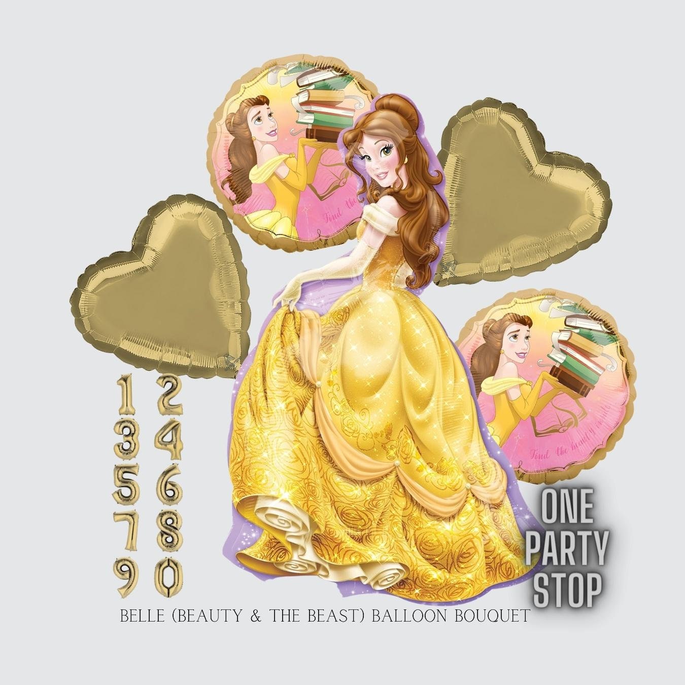Princess Belle Balloon Bouquet - Beauty and the Beast Party Decor