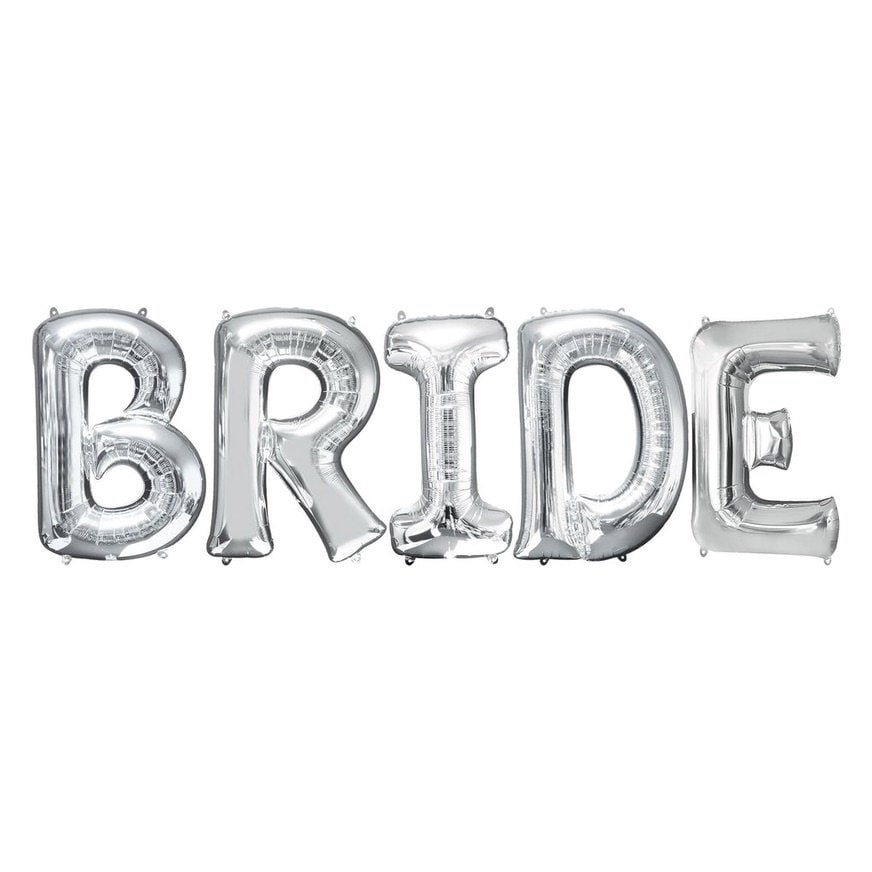 BRIDE Balloons - Silver Jumbo, 34in | Bachelorette Party Decorations | Wedding Party | Engagement Party | Bridal Room Decor | Bach Decor
