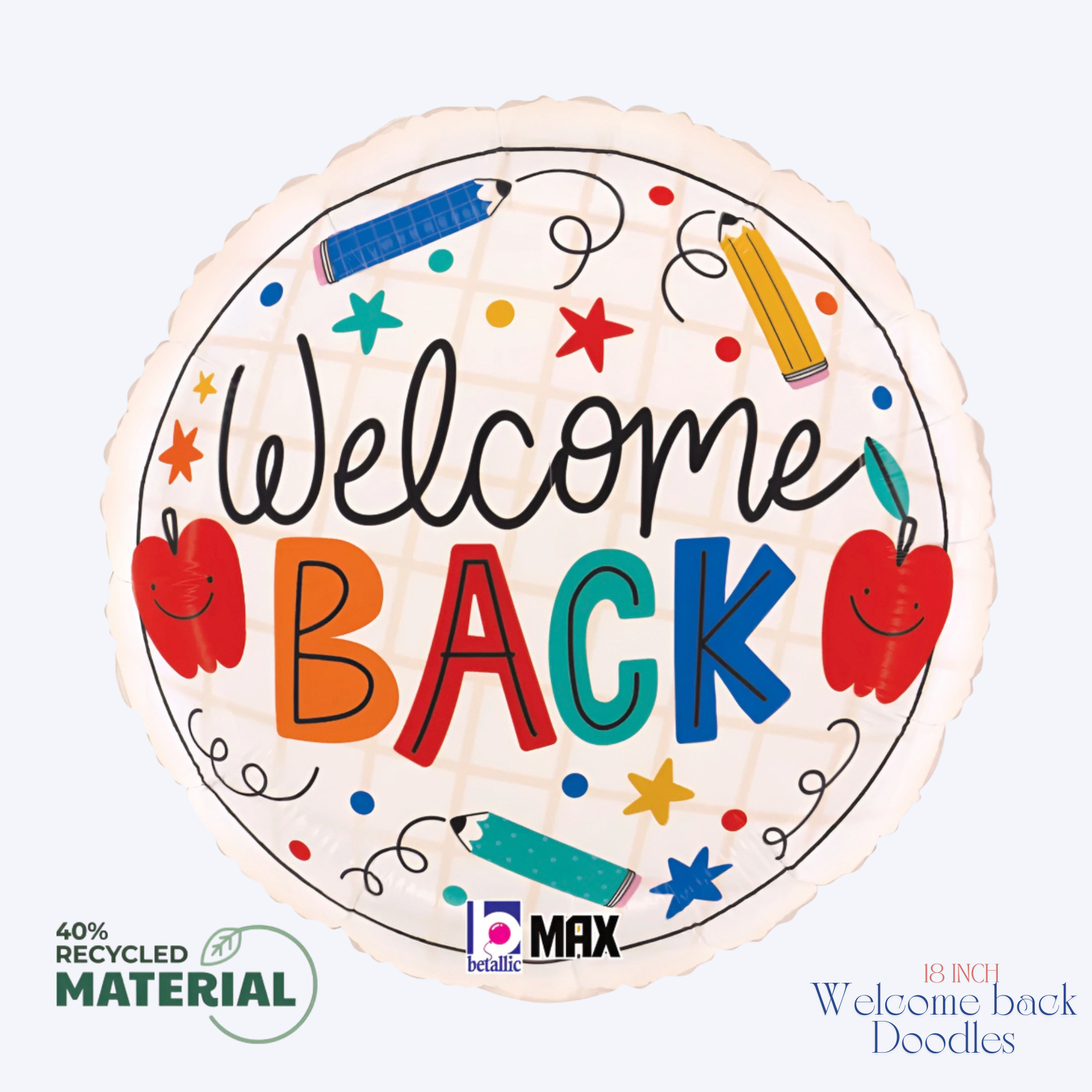 Welcome Back to School Doodles Round - 18 inch