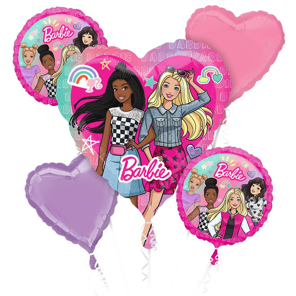 Barbie Balloons | Barbie Balloon Bouquet | Malibu Barbie Helium Balloons | Malibu Beach Barbie Balloons | Barbie Party Decorations | Pink