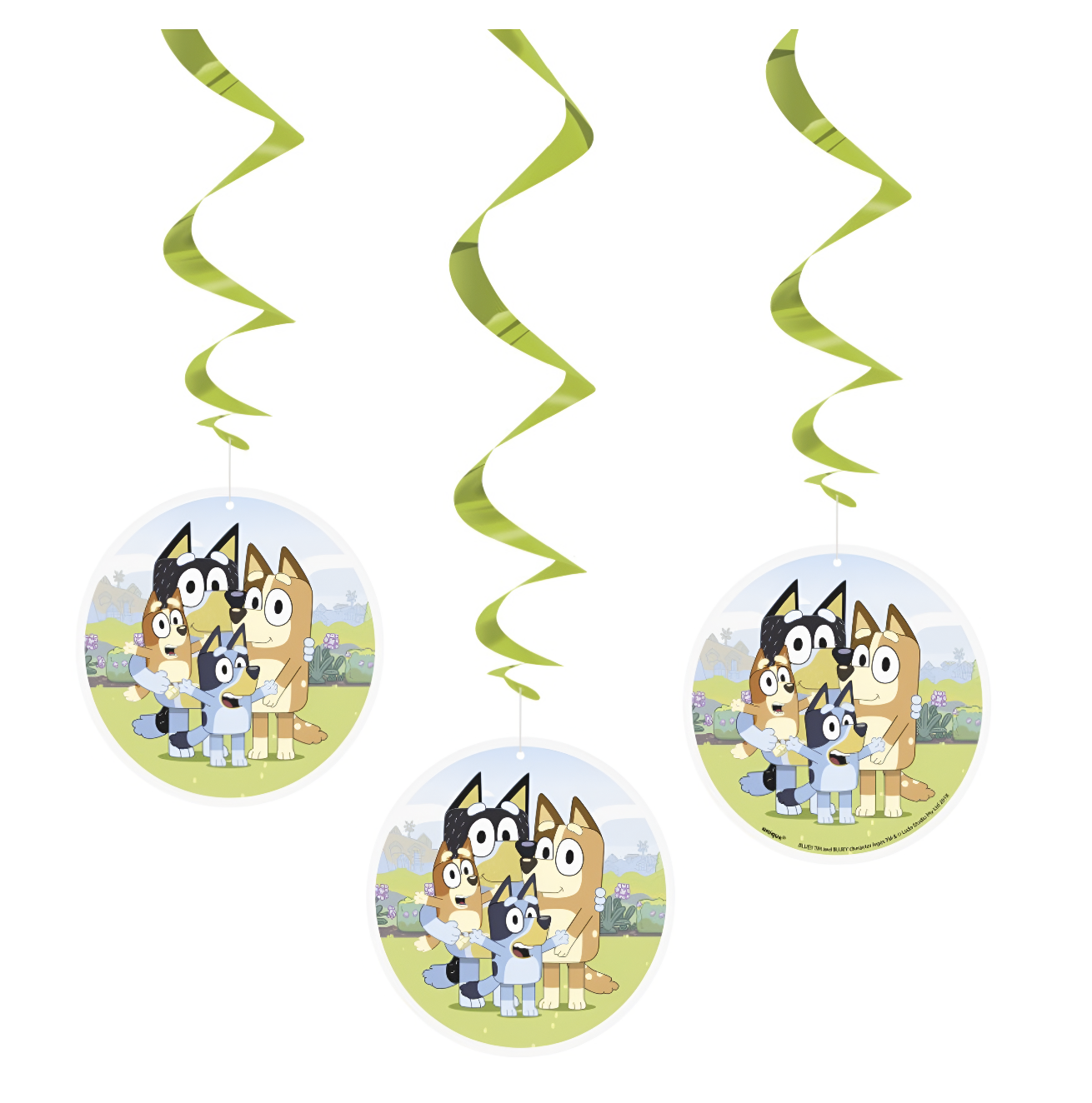 BLUEY HANGING SWIRL DECORATIONS 26 INCH - 3CT