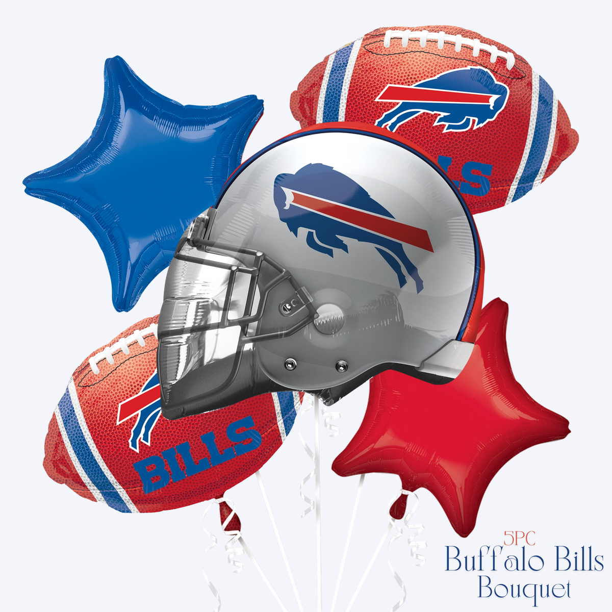 Buffalo Bills Balloon Bouquet - 5pc | NFL Football Birthday Game Day Decor
