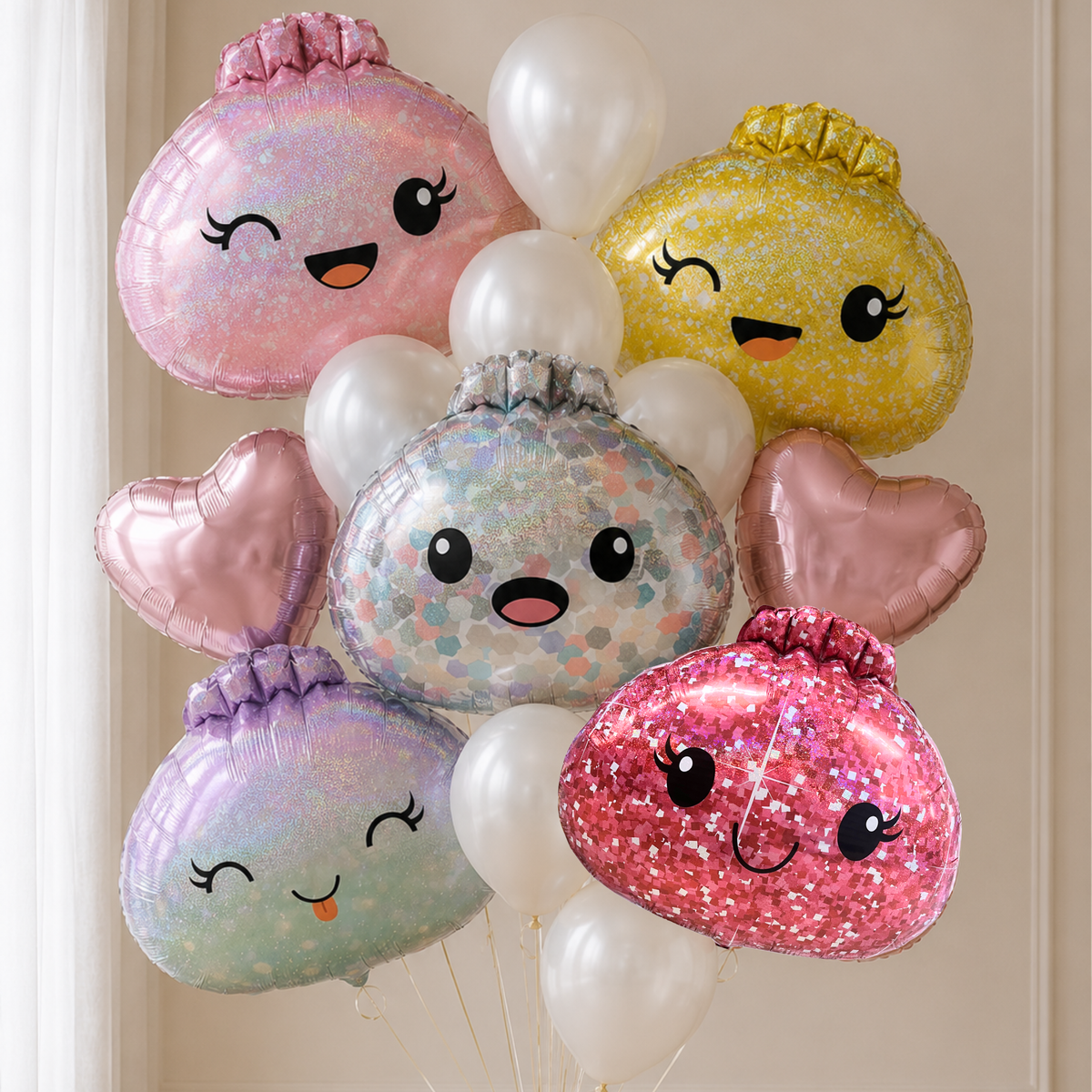 Kawaii Dumpling Balloon | Cute Glitter Food Party Decorations