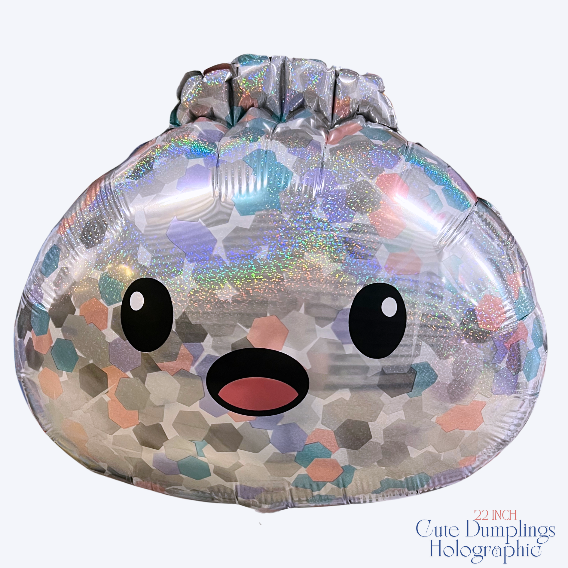 Cute dumpling balloon, Kawaii dumpling balloon, Glitter dumpling balloon, Smiling dumpling balloon, Pink dumpling balloon, Holographic dumpling balloon, Ombre dumpling balloon, Gold glitter dumpling balloon, Purple iridescent dumpling balloon, Pastel dumpling balloon, Cute food balloon, Kawaii food decoration, Anime-style food balloon, Cute foil balloon, Smiling food character, Sparkly party balloon, Kawaii birthday decoration, Balloon bouquet centerpiece, Balloon backdrop decoration, Cute aesthetic party 