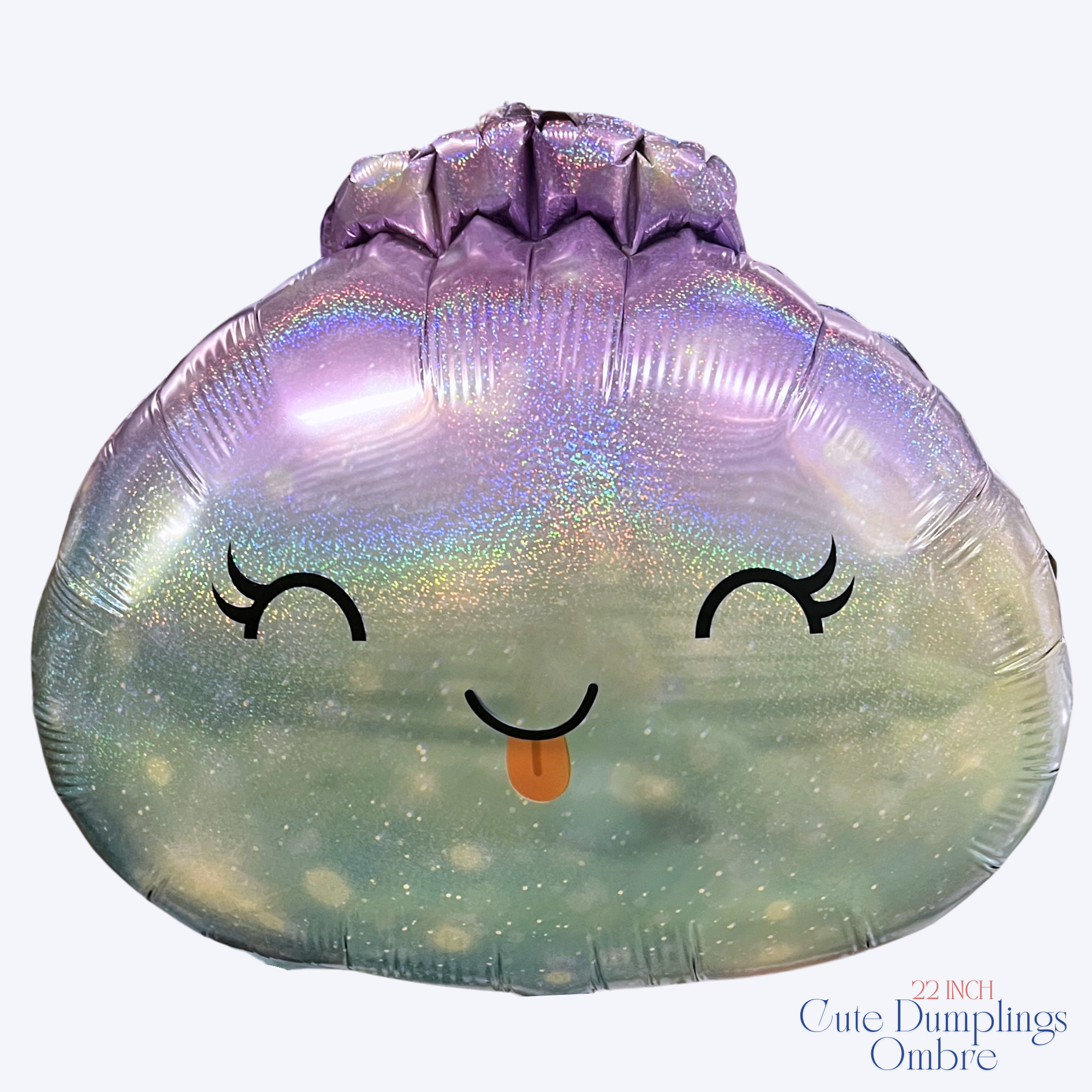 Cute dumpling balloon, Kawaii dumpling balloon, Glitter dumpling balloon, Smiling dumpling balloon, Pink dumpling balloon, Holographic dumpling balloon, Ombre dumpling balloon, Gold glitter dumpling balloon, Purple iridescent dumpling balloon, Pastel dumpling balloon, Cute food balloon, Kawaii food decoration, Anime-style food balloon, Cute foil balloon, Smiling food character, Sparkly party balloon, Kawaii birthday decoration, Balloon bouquet centerpiece, Balloon backdrop decoration, Cute aesthetic party 