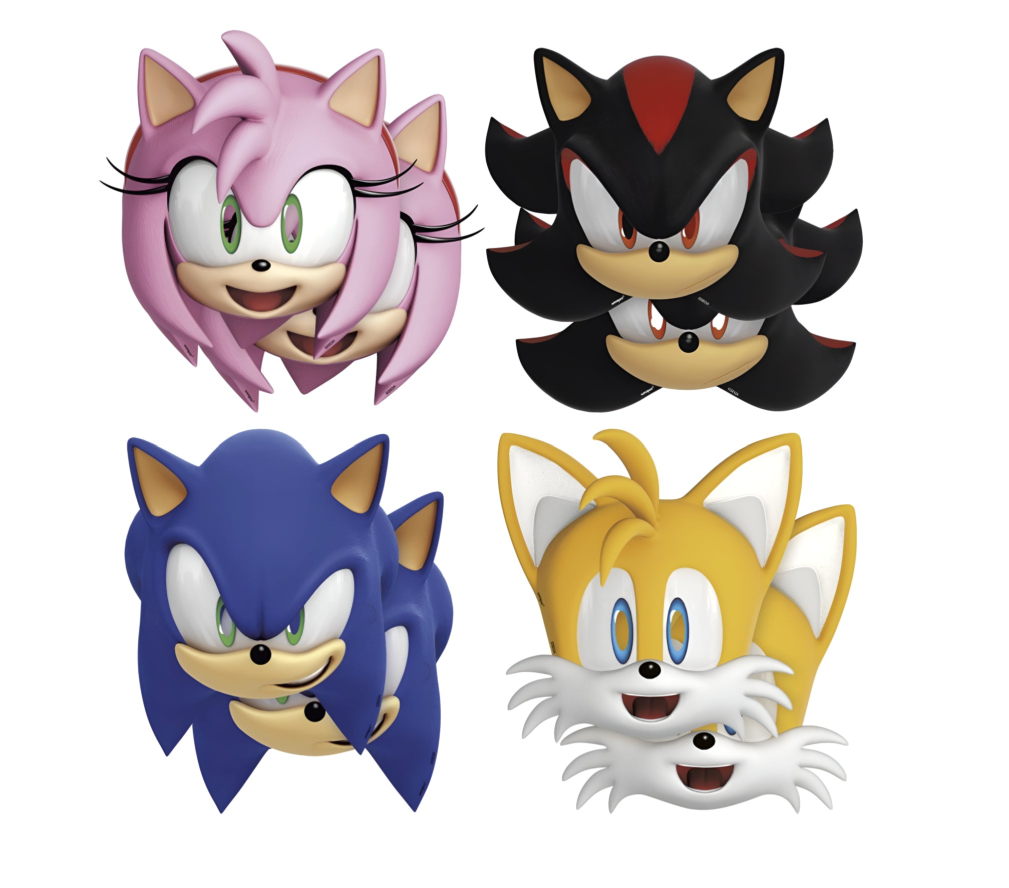 Sonic birthday Face Masks kids party favor set; Sonic paper facemasks blue birthday party accessory