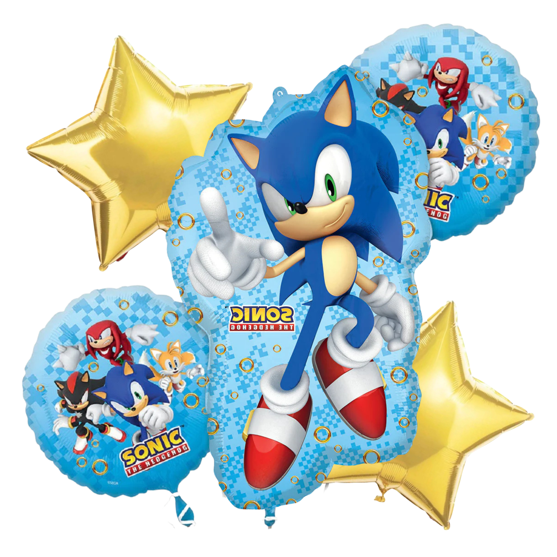 Sonic the hedgehog balloon bouquet for gamer birthday party