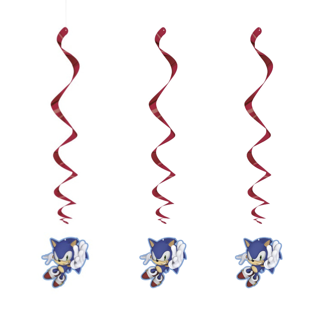 Sonic hanging swirls red birthday party decorations