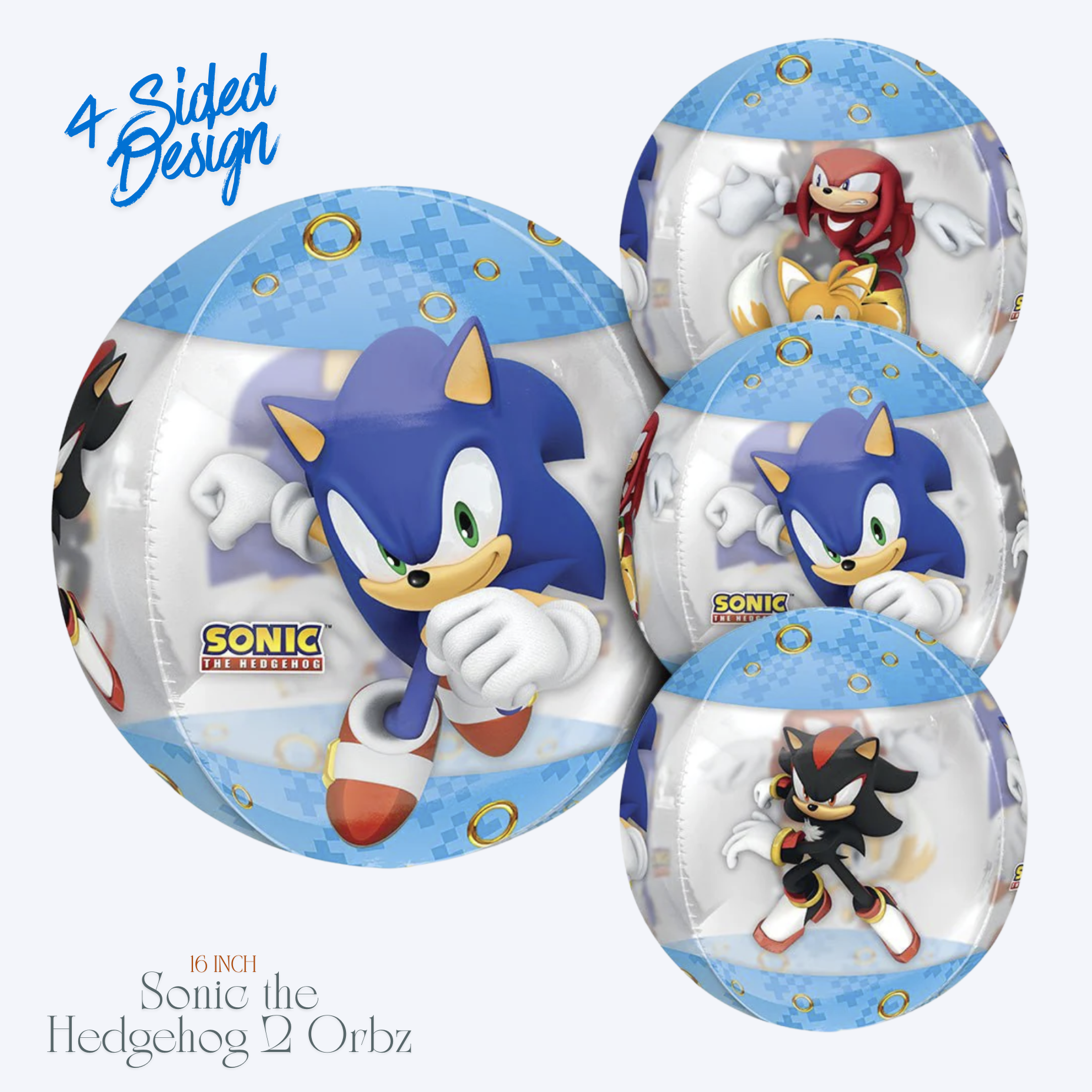 Sonic themed helium balloon set kids party decor