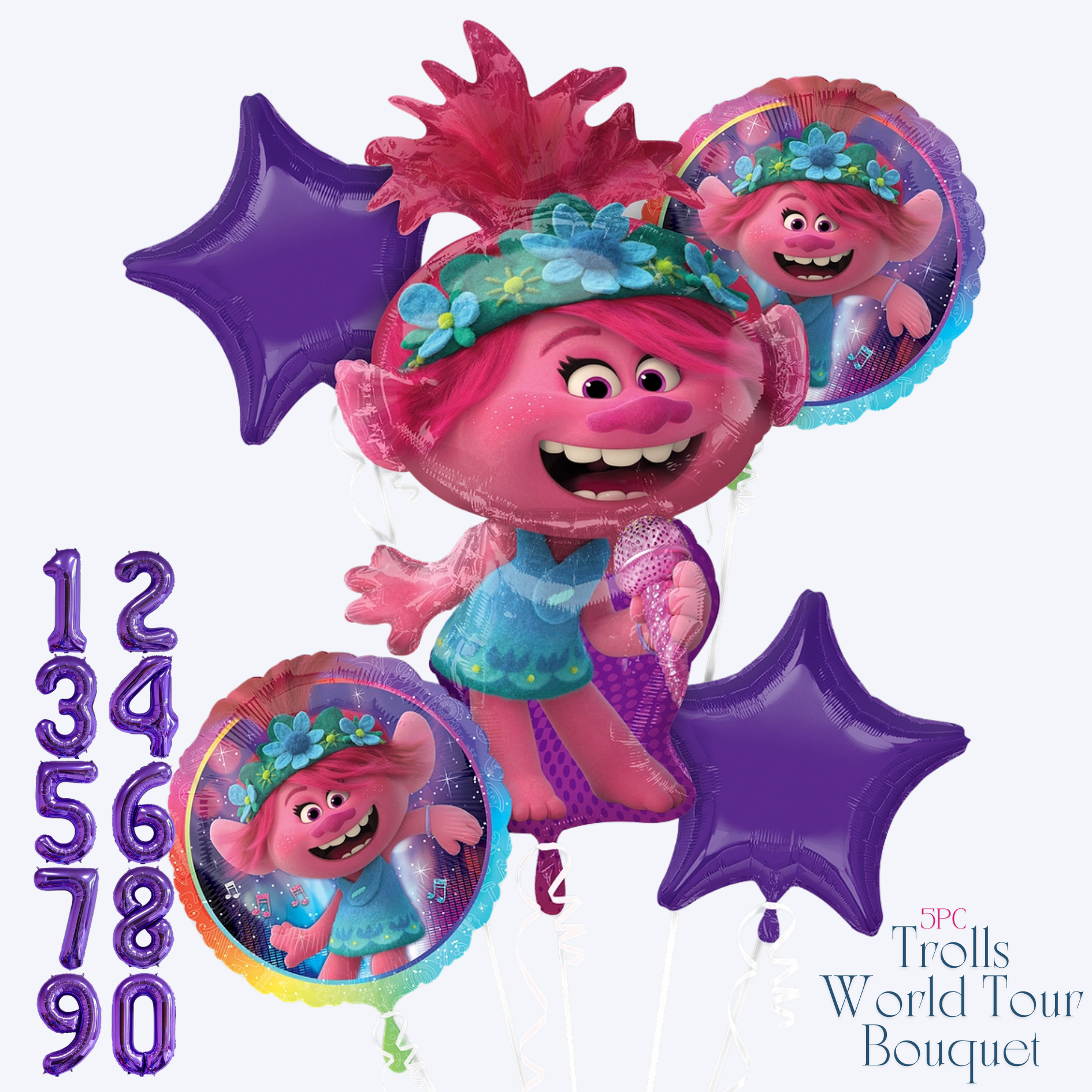 Trolls World Tour Birthday Party Supplies: Poppy Balloons & Decorations