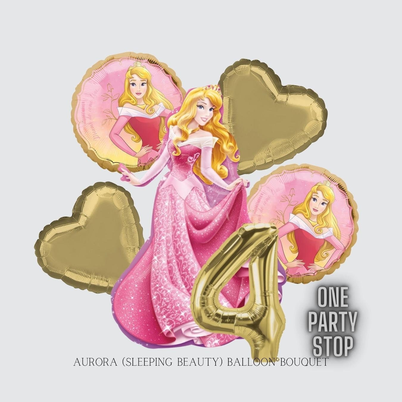Princess Aurora Balloon Bouquet: Sleeping Beauty Birthday Decorations
