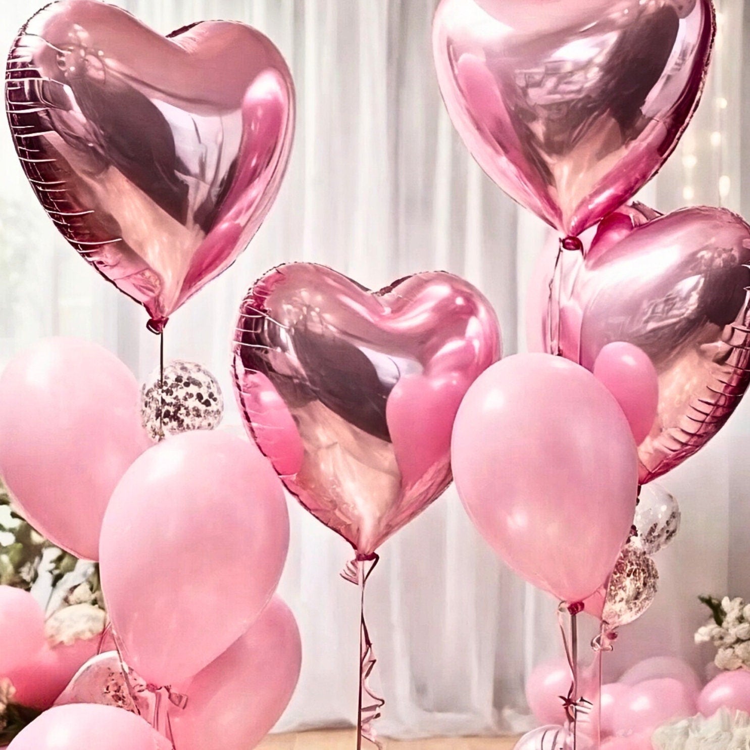 Rose Gold Heart Balloon Bouquet: Valentine's Day Decor