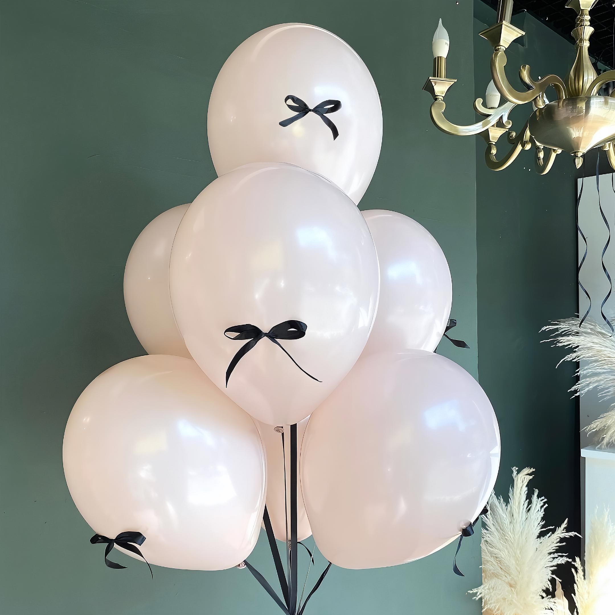 Coquette Blush Balloon Bouquet with Black Bows: DIY Party Decor