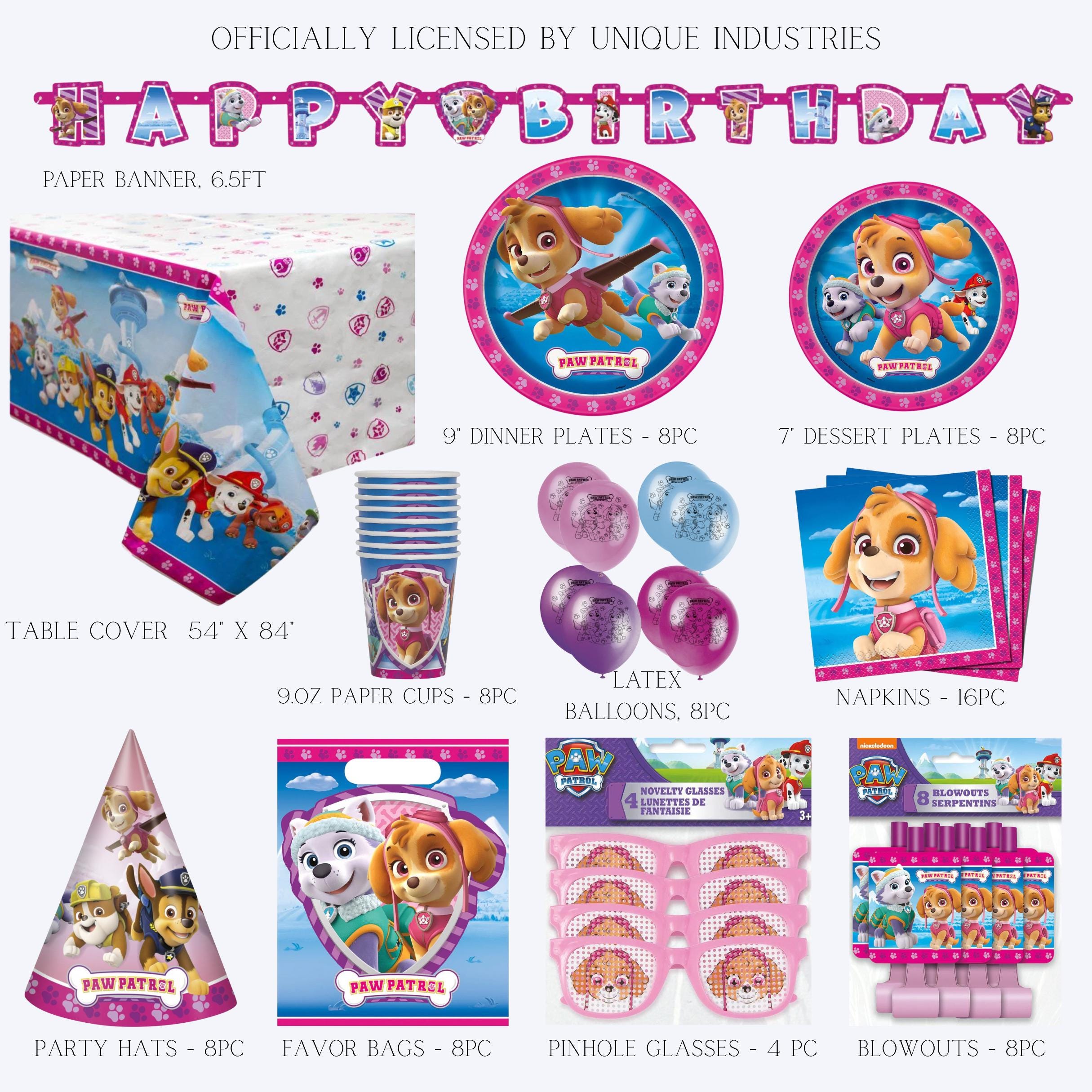 Paw Patrol Girl party supplies - Licensed by Unique Industries | Skye birthday banner | Skye PAW Patrol | Paw Patrol girl Birthday decor
